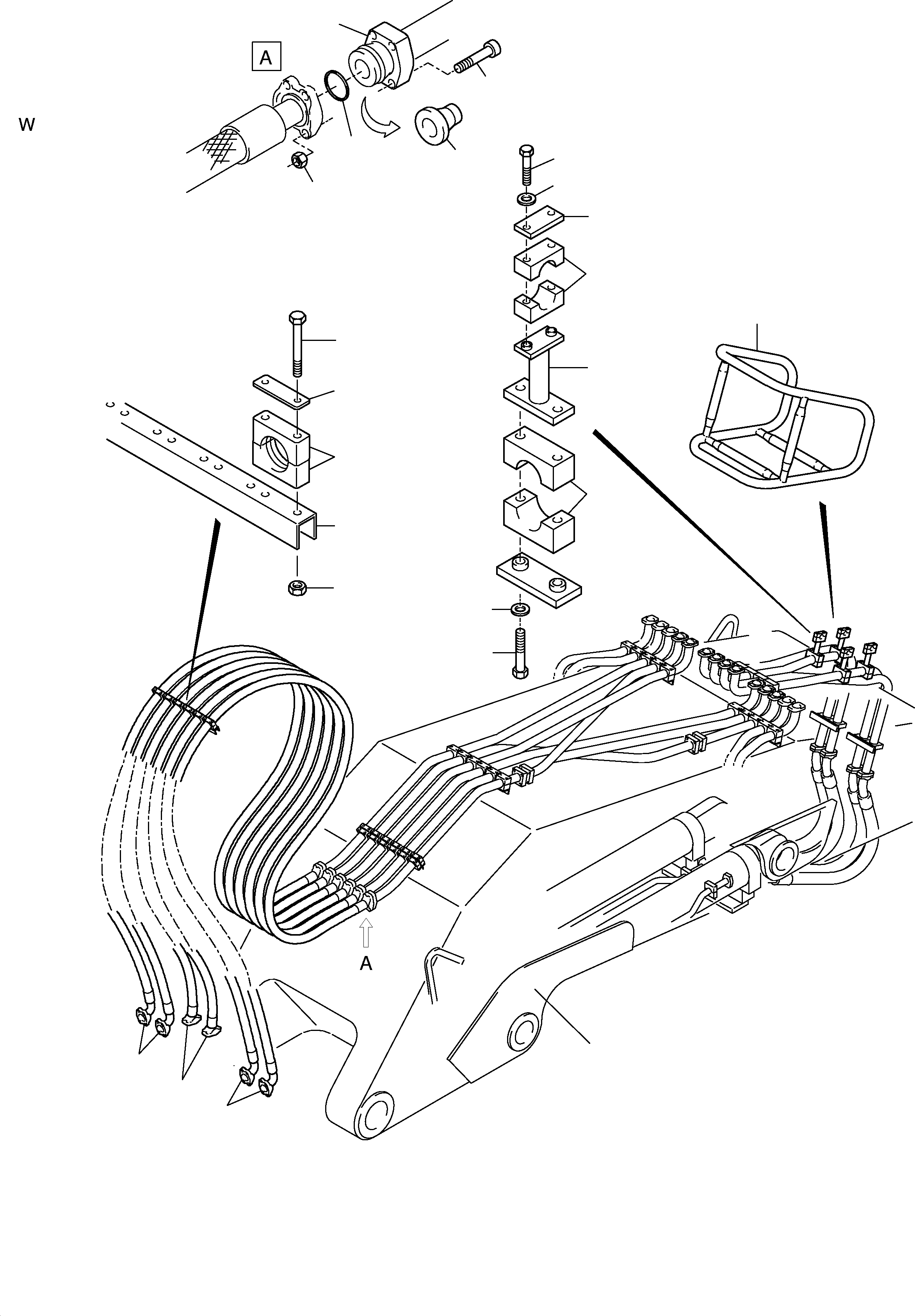 Hose support incl. fig-nos. 17-22 653 103 40 KOMATSU