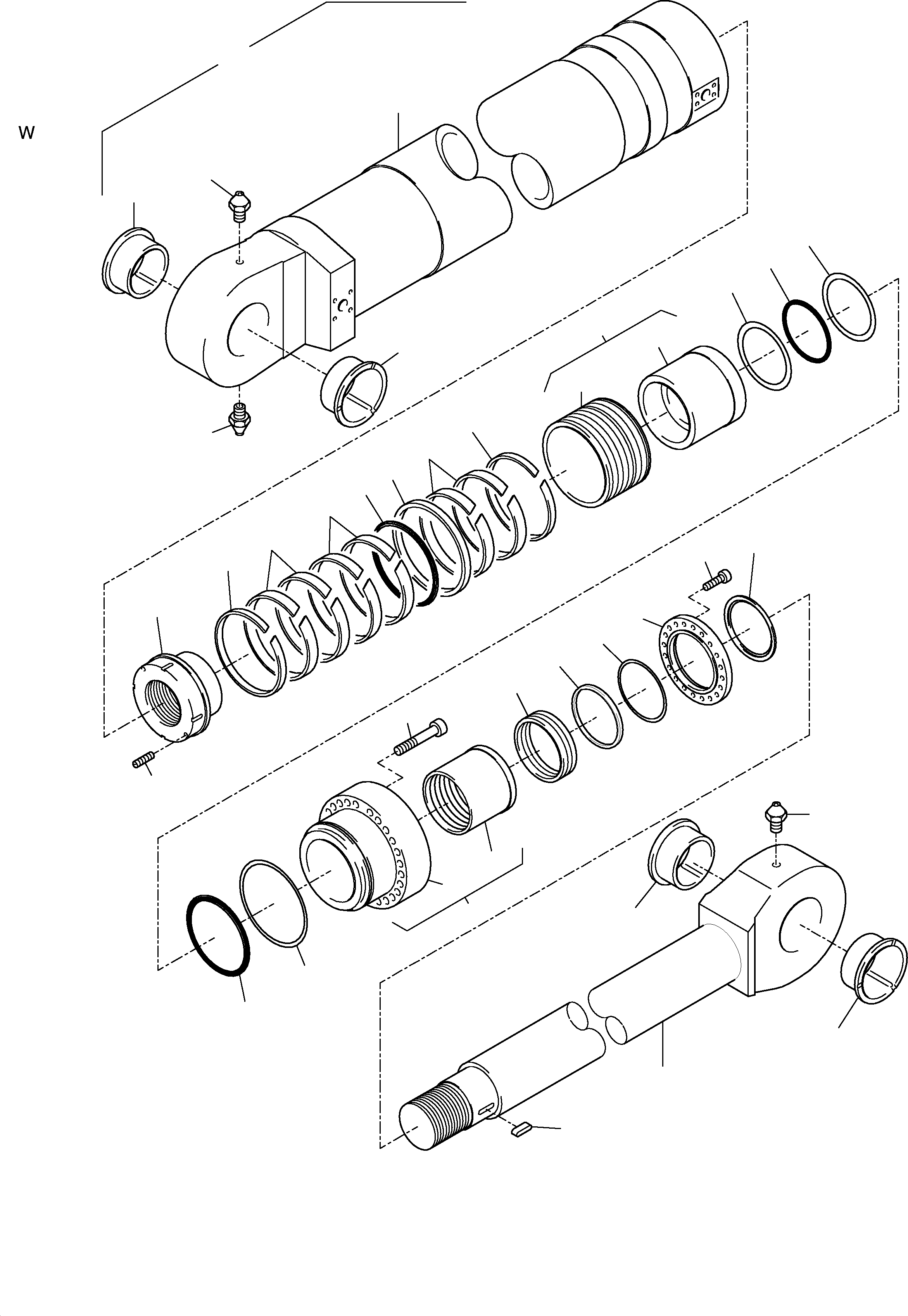Hydraulic cylinder assy. fig-nos: 02-30 607 730 40 KOMATSU