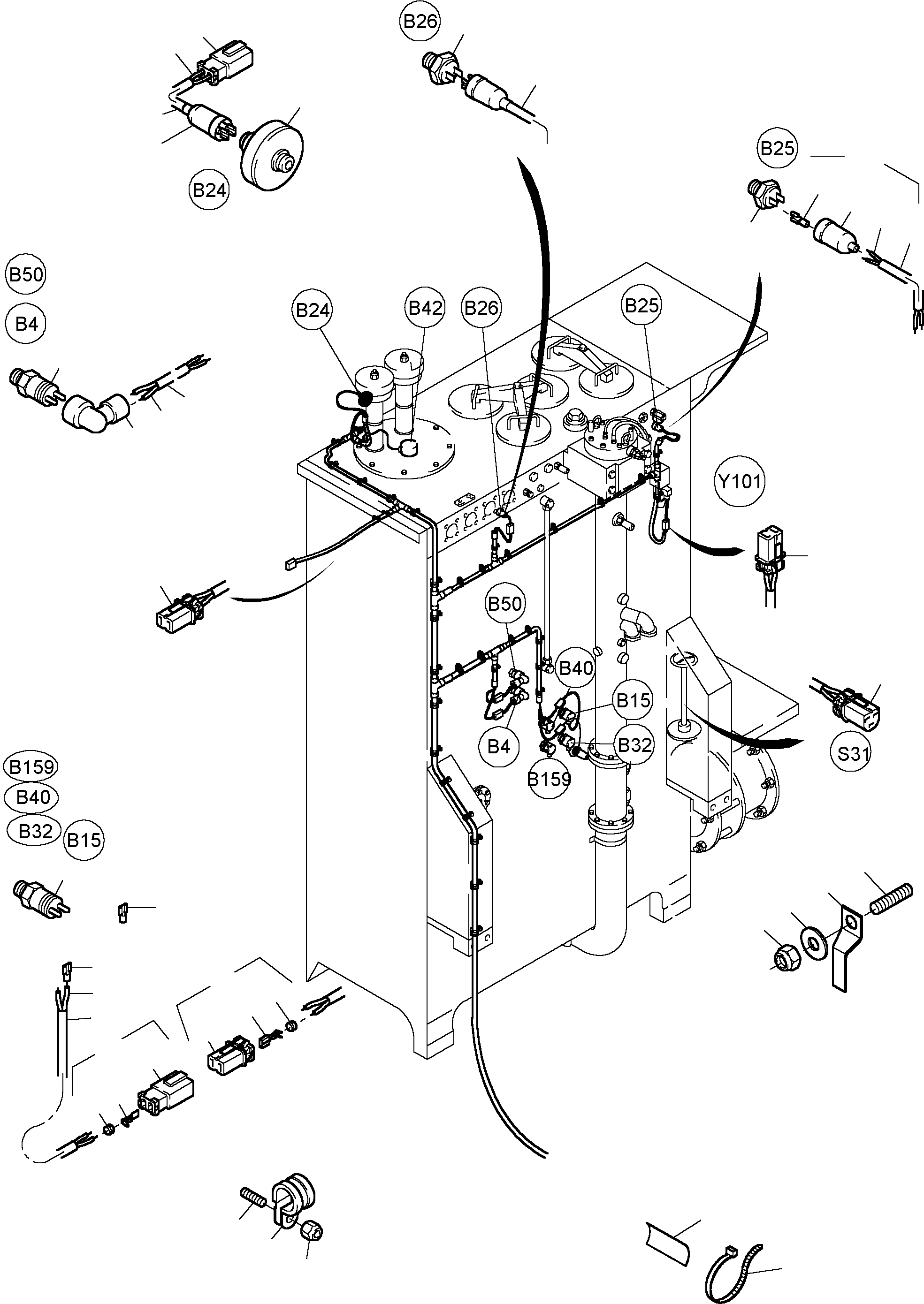 Harness - hydr. tank 916 601 40 KOMATSU