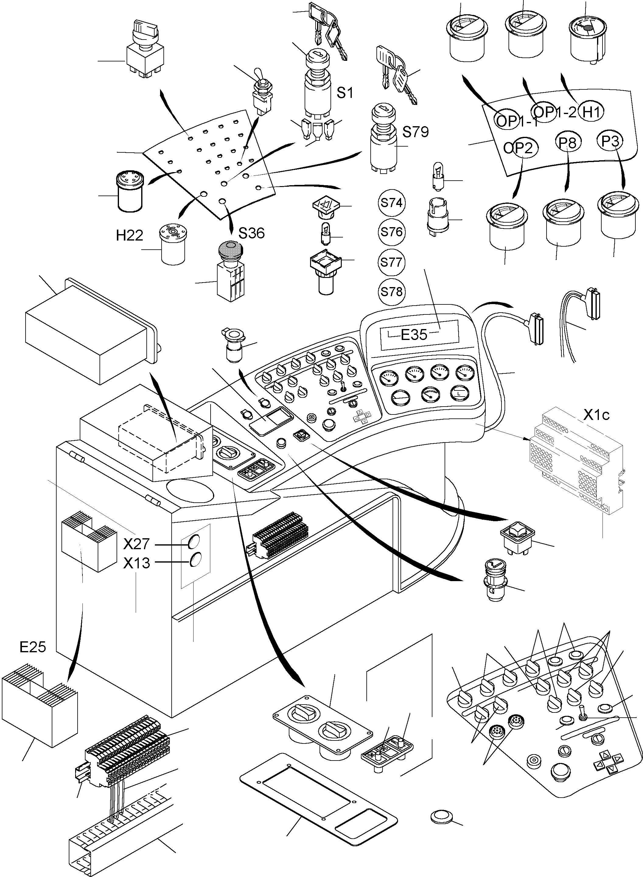 Instrumental board, printed 916 293 40 KOMATSU