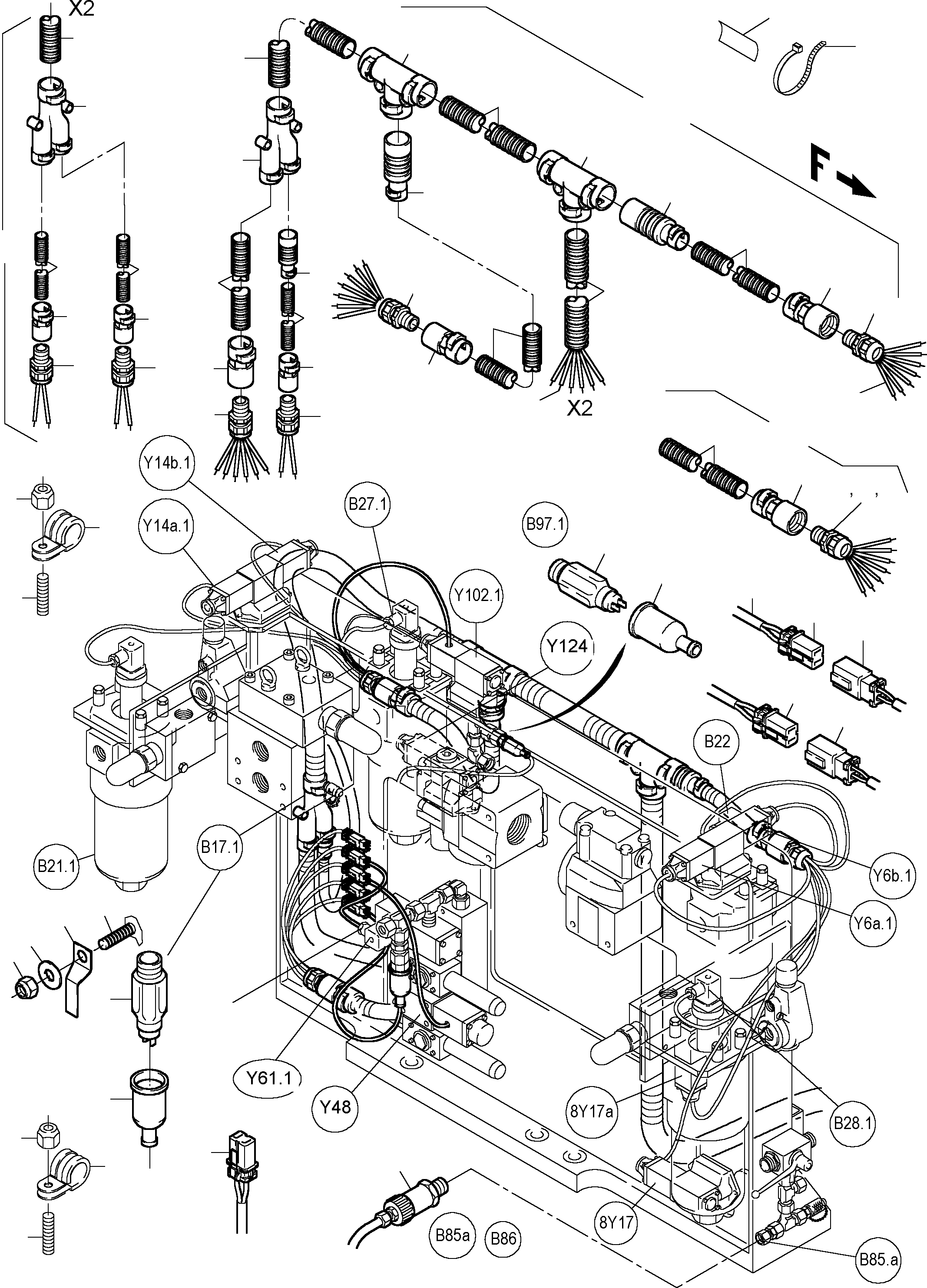 Harness - control carrier 916 608 40 KOMATSU