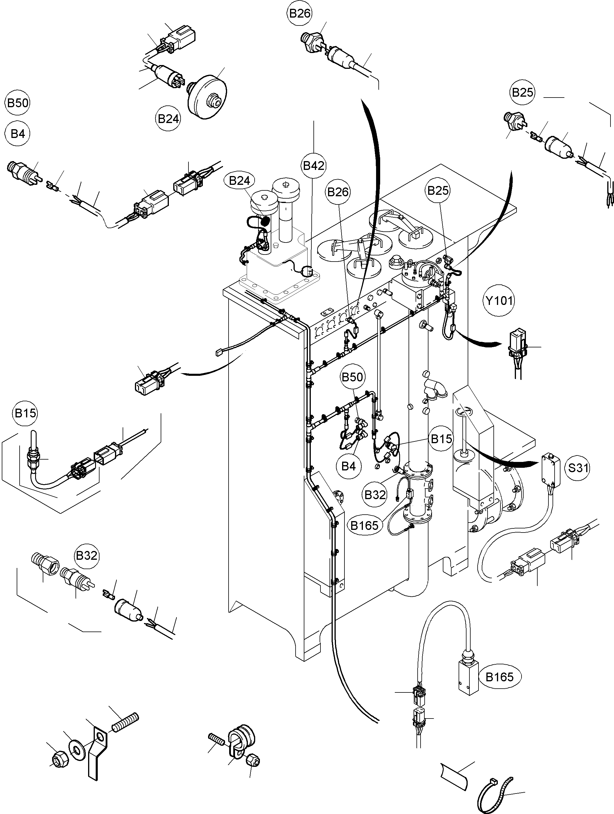 Harness - hydr. Tank, Cold weather 923 161 40 KOMATSU
