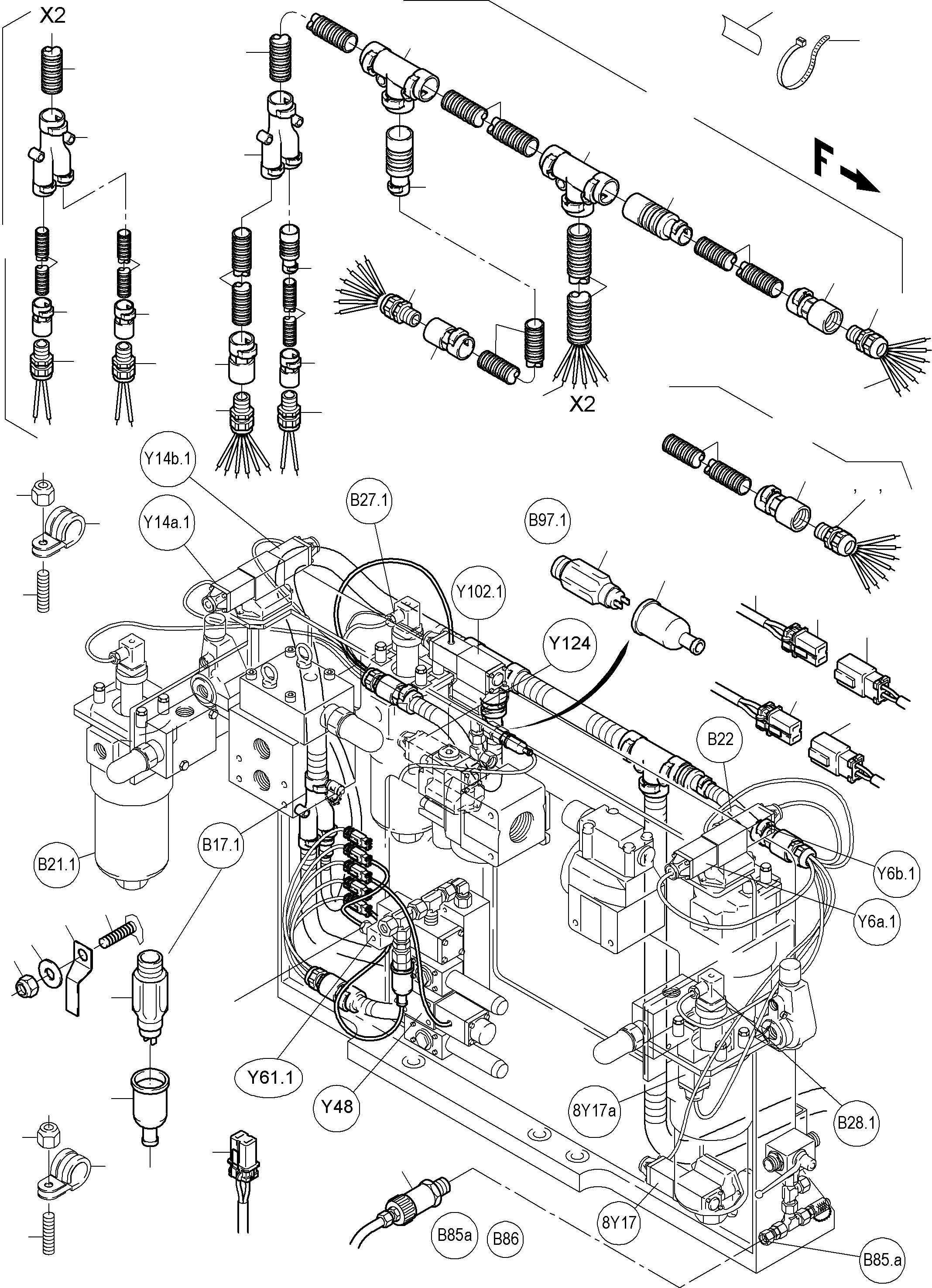 Harness - control carrier, cold weather 923 162 40 KOMATSU