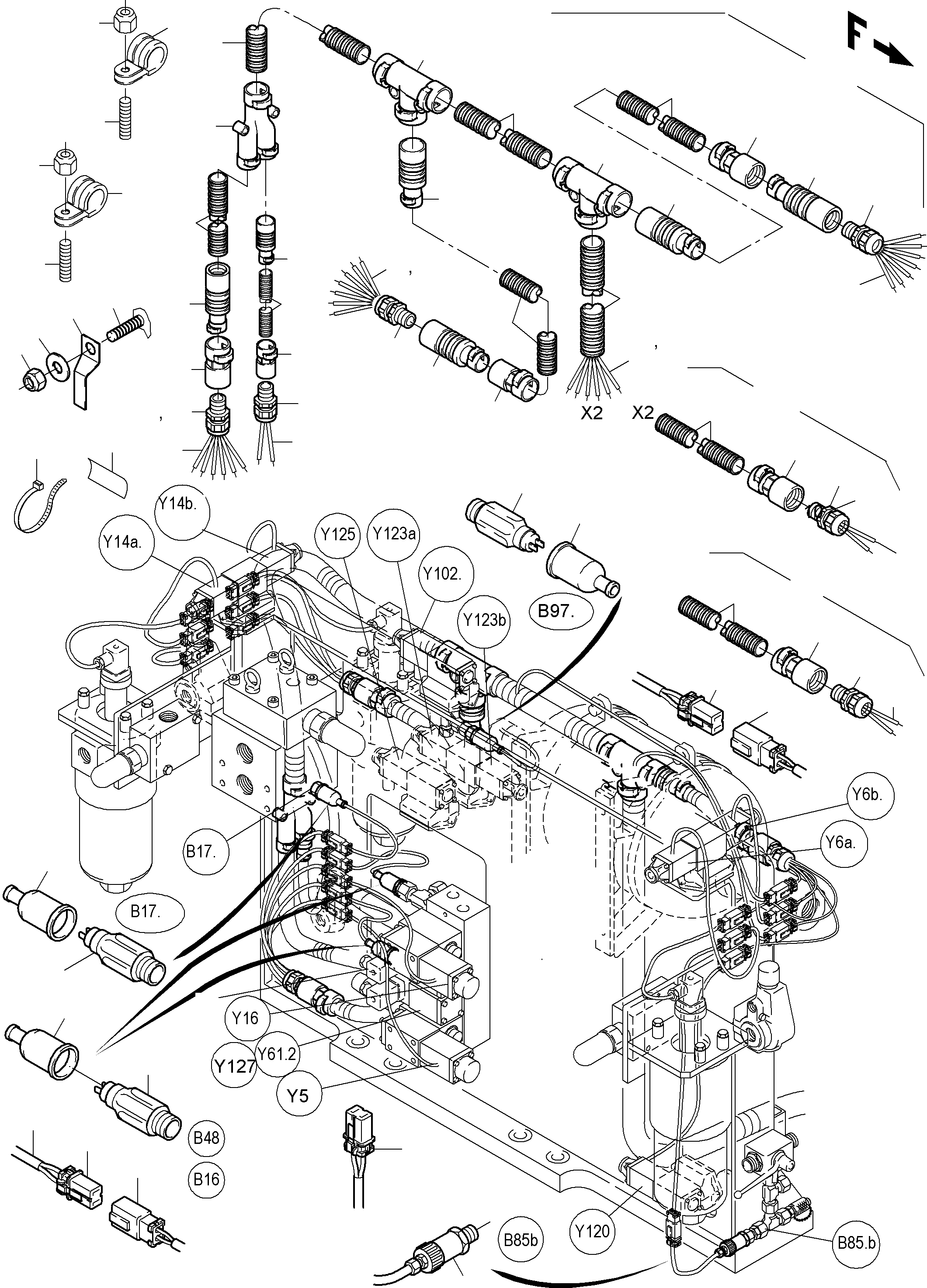 Harness - control carrier, cold weather 923 163 40 KOMATSU