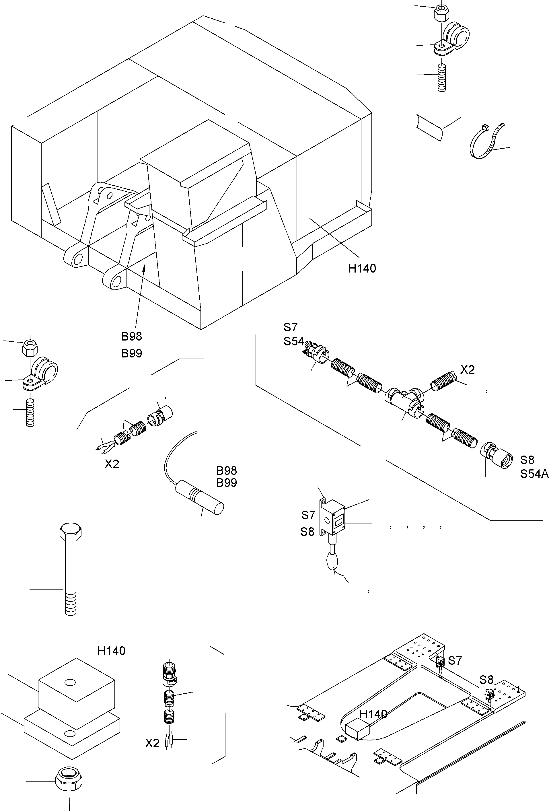 Harness - motor switch off from floor (option) 923 547 40 KOMATSU