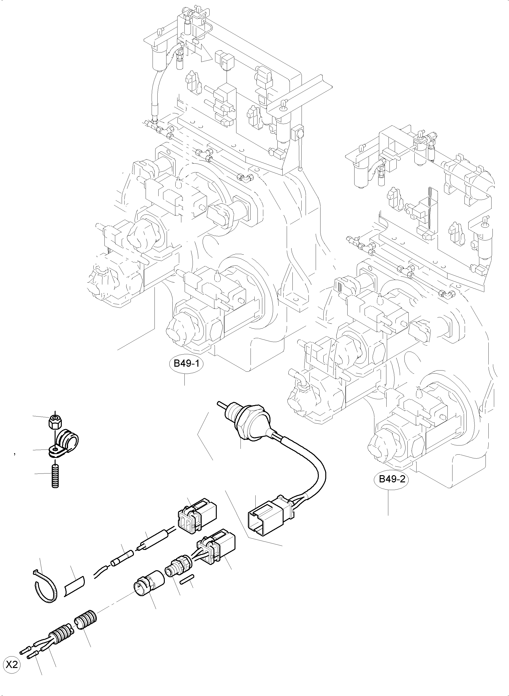 Harness - pump d. gearoil - engine 2 943 264 40 KOMATSU