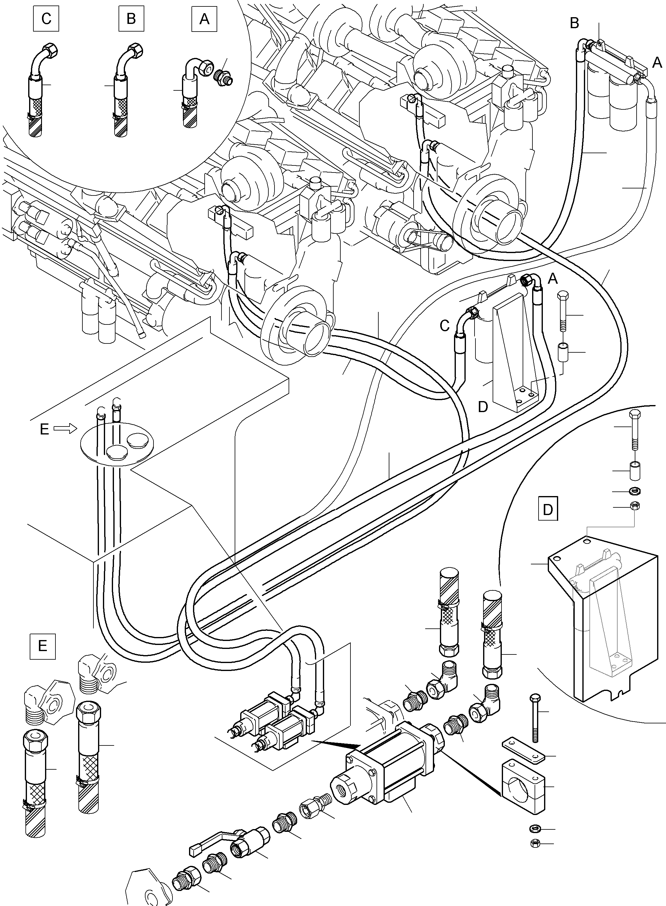 Hose assy., with fire protection coating,  DN 25x7300 518 207 98 KOMATSU