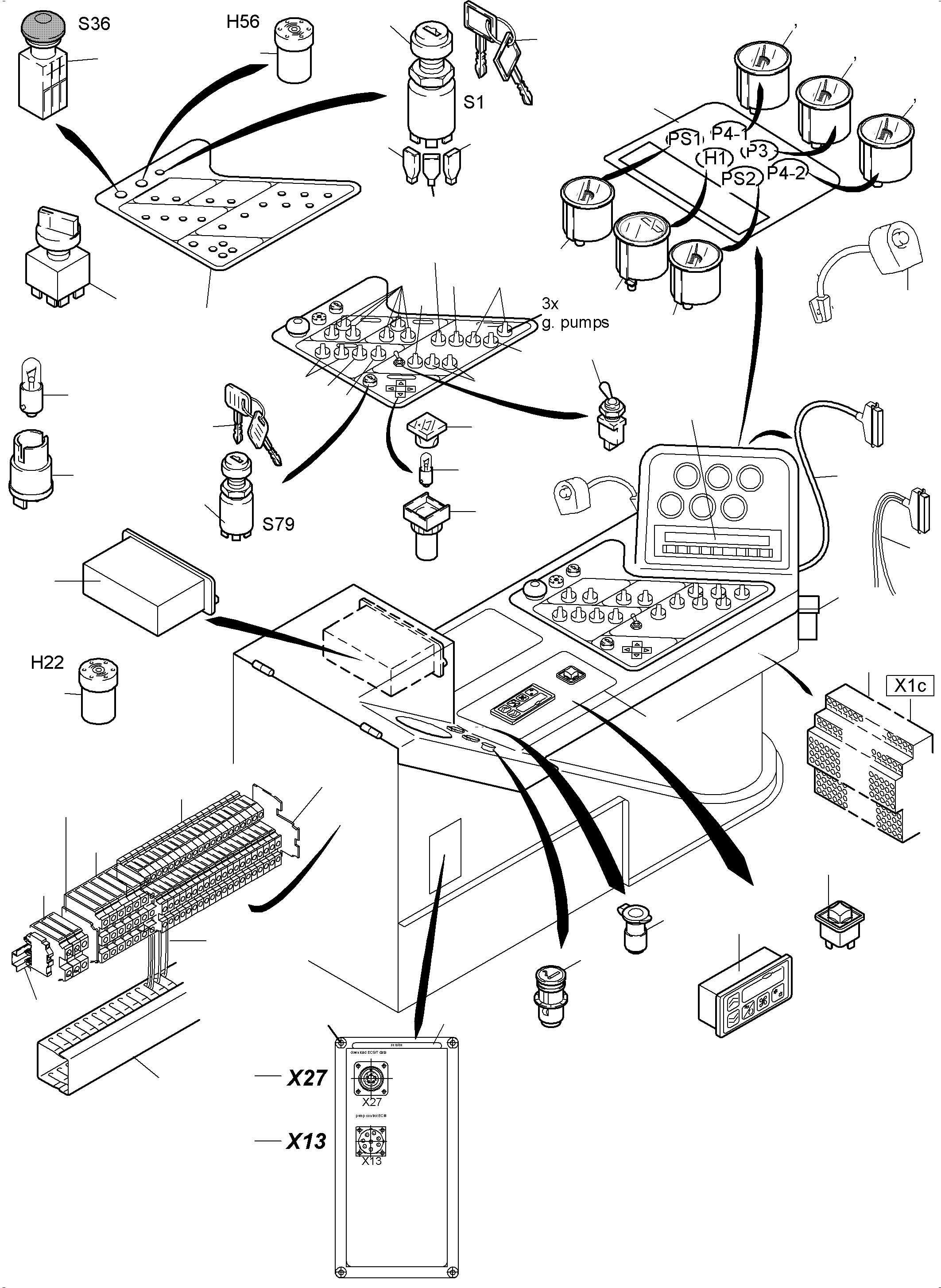 Instrumental board NT 934 498 40 KOMATSU