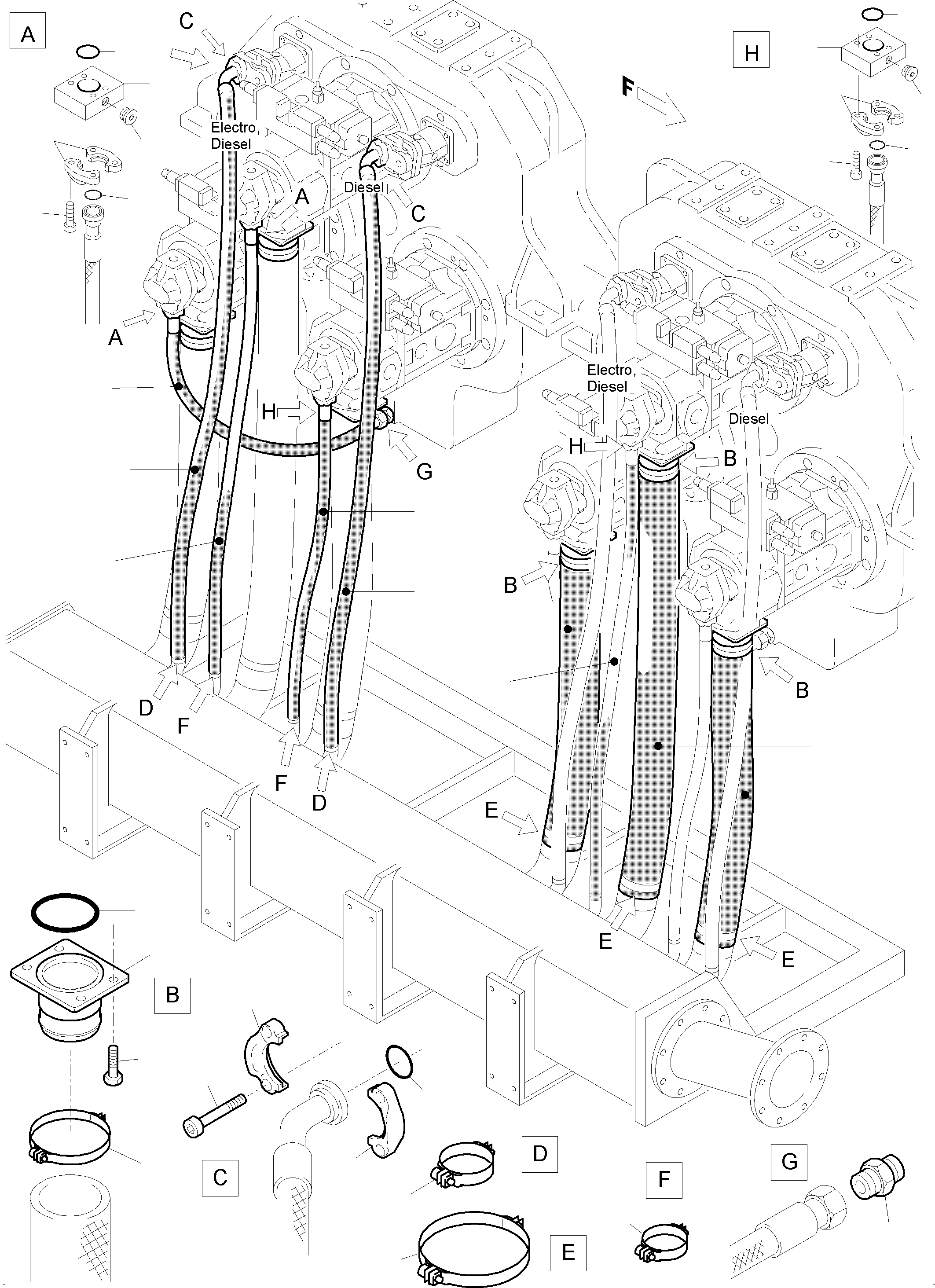 Hose assy. DN 40 x 1300 518 469 98 KOMATSU
