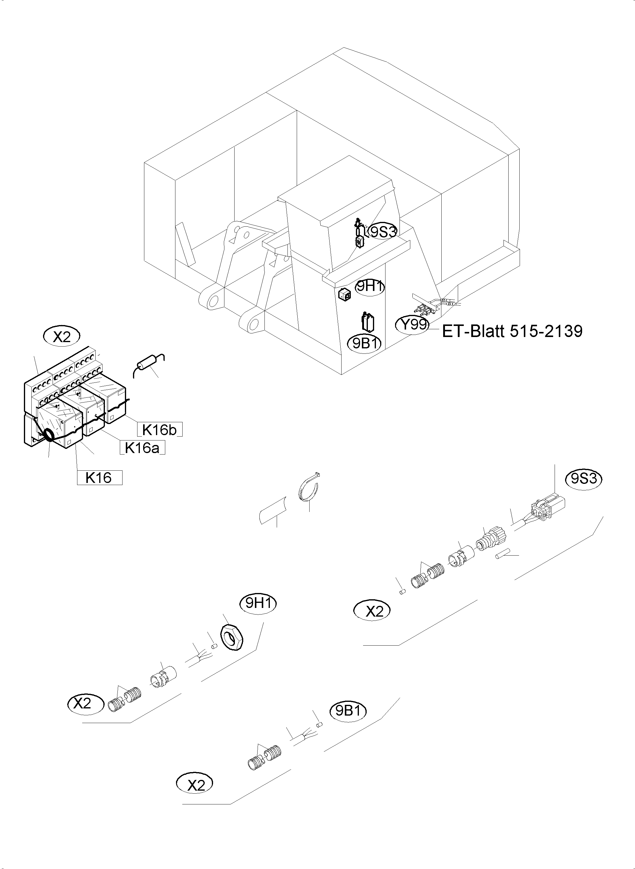 Cable - horn - fire extinguishing equipment 948 089 40 KOMATSU