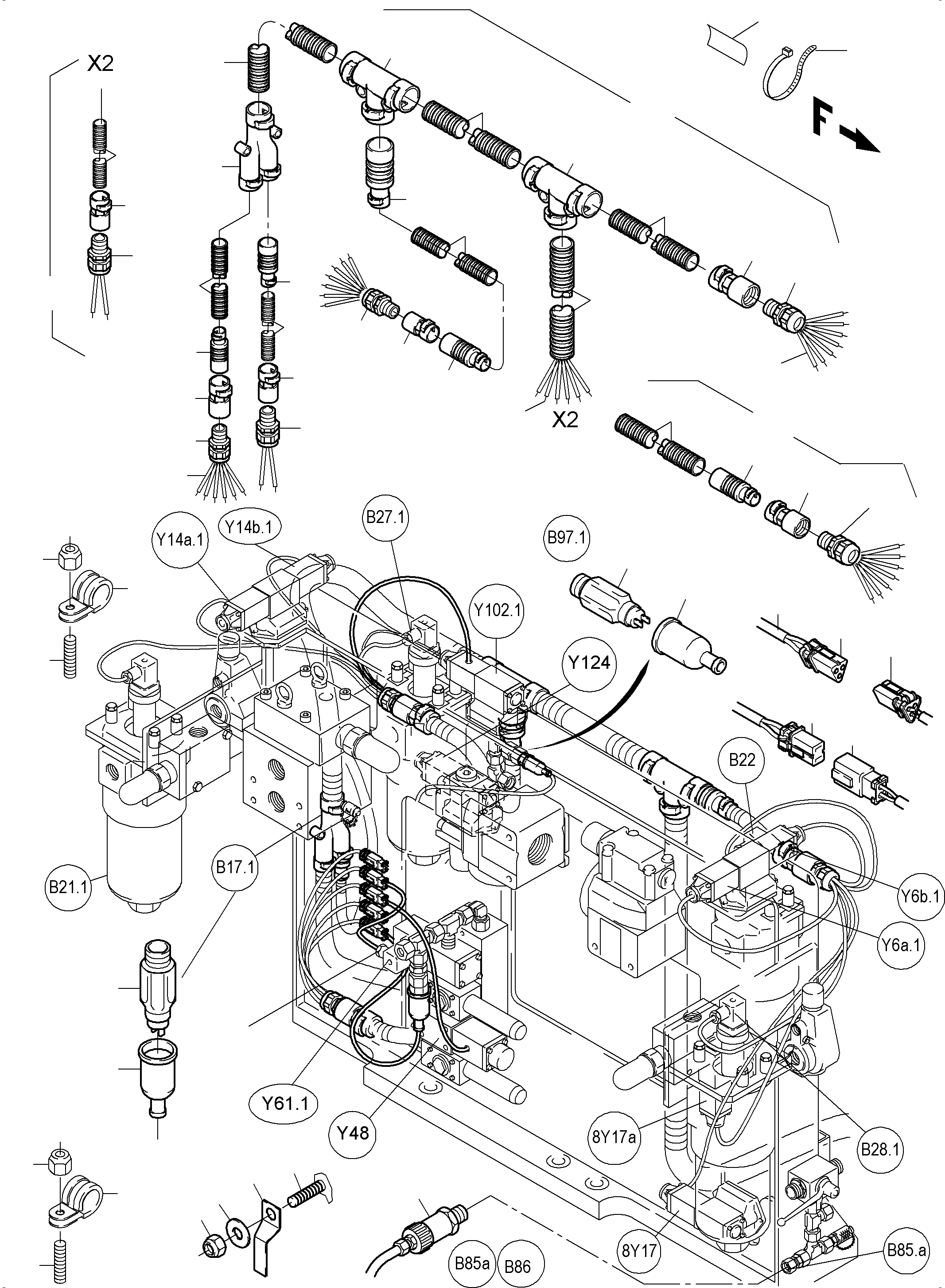 Harness - control carrier 952 304 40 KOMATSU