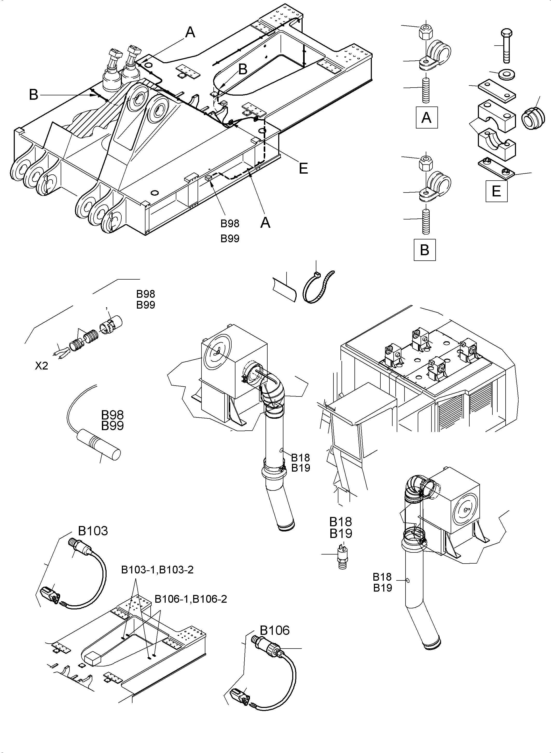 Harness - motor switch off from floor (option) 948 056 40 KOMATSU