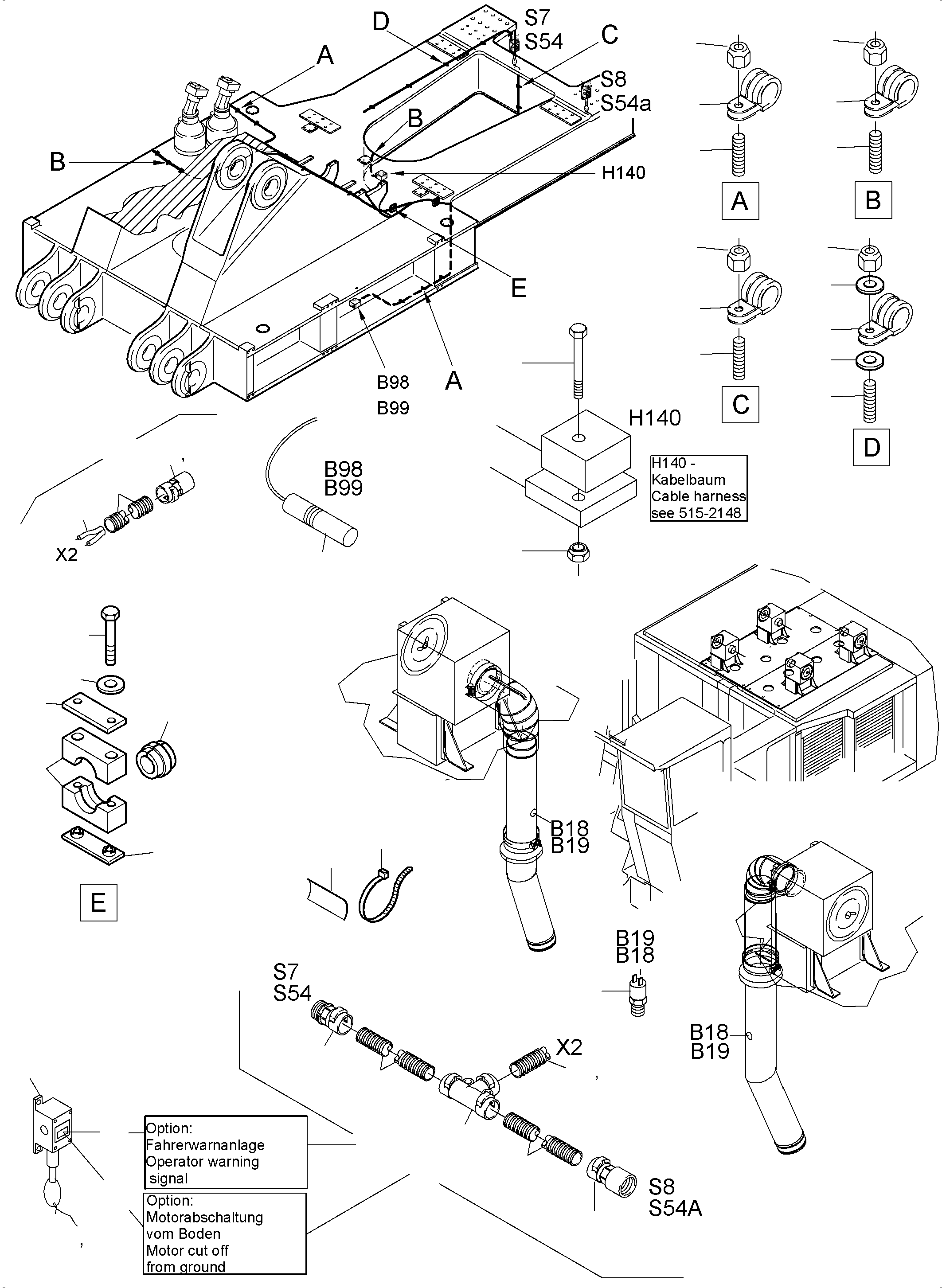 Harness - motor switch off from floor (option) 955 429 40 KOMATSU
