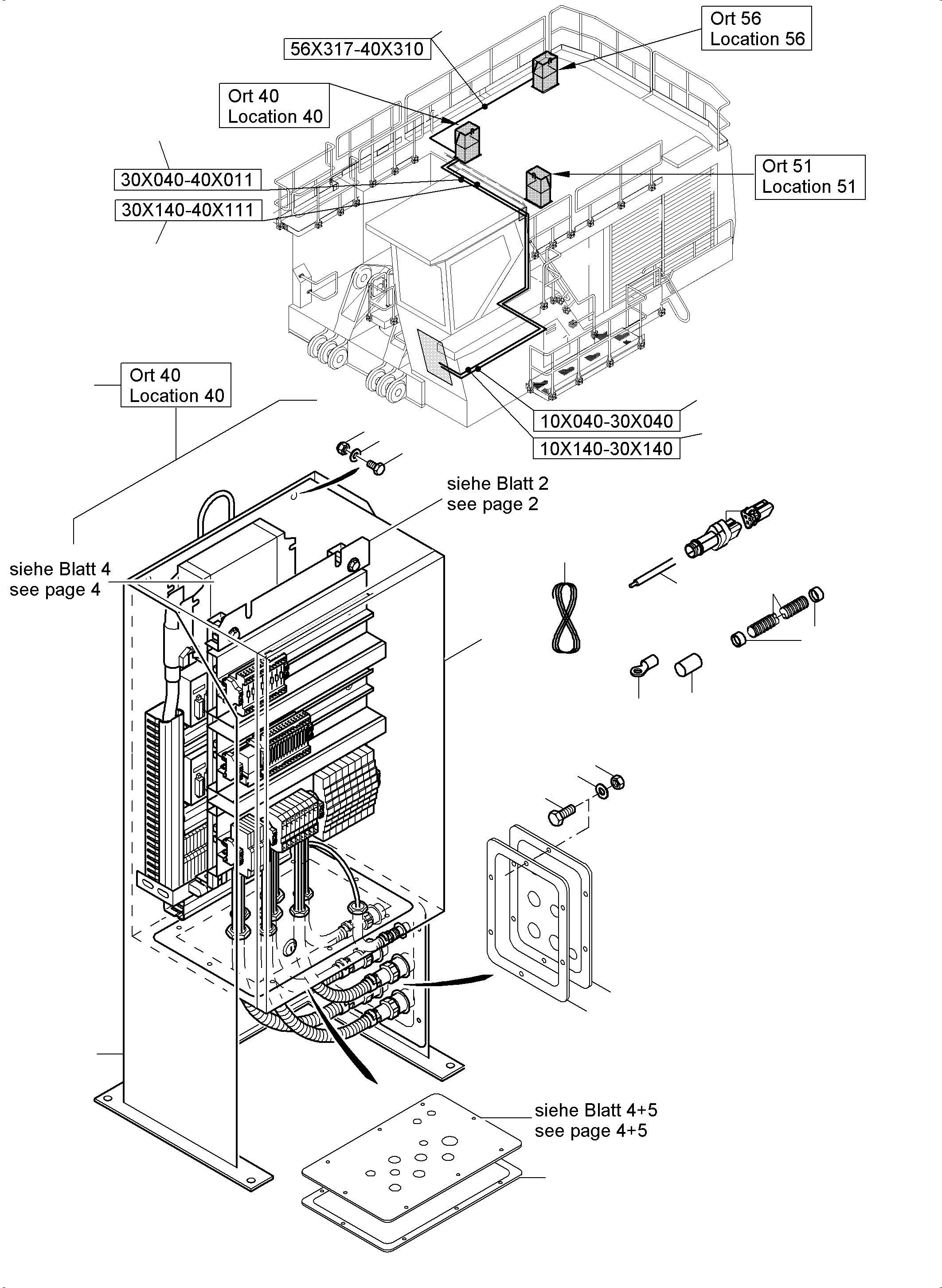 Bottom plate with harness set, incl. pos. 131-149 958 912 40 KOMATSU
