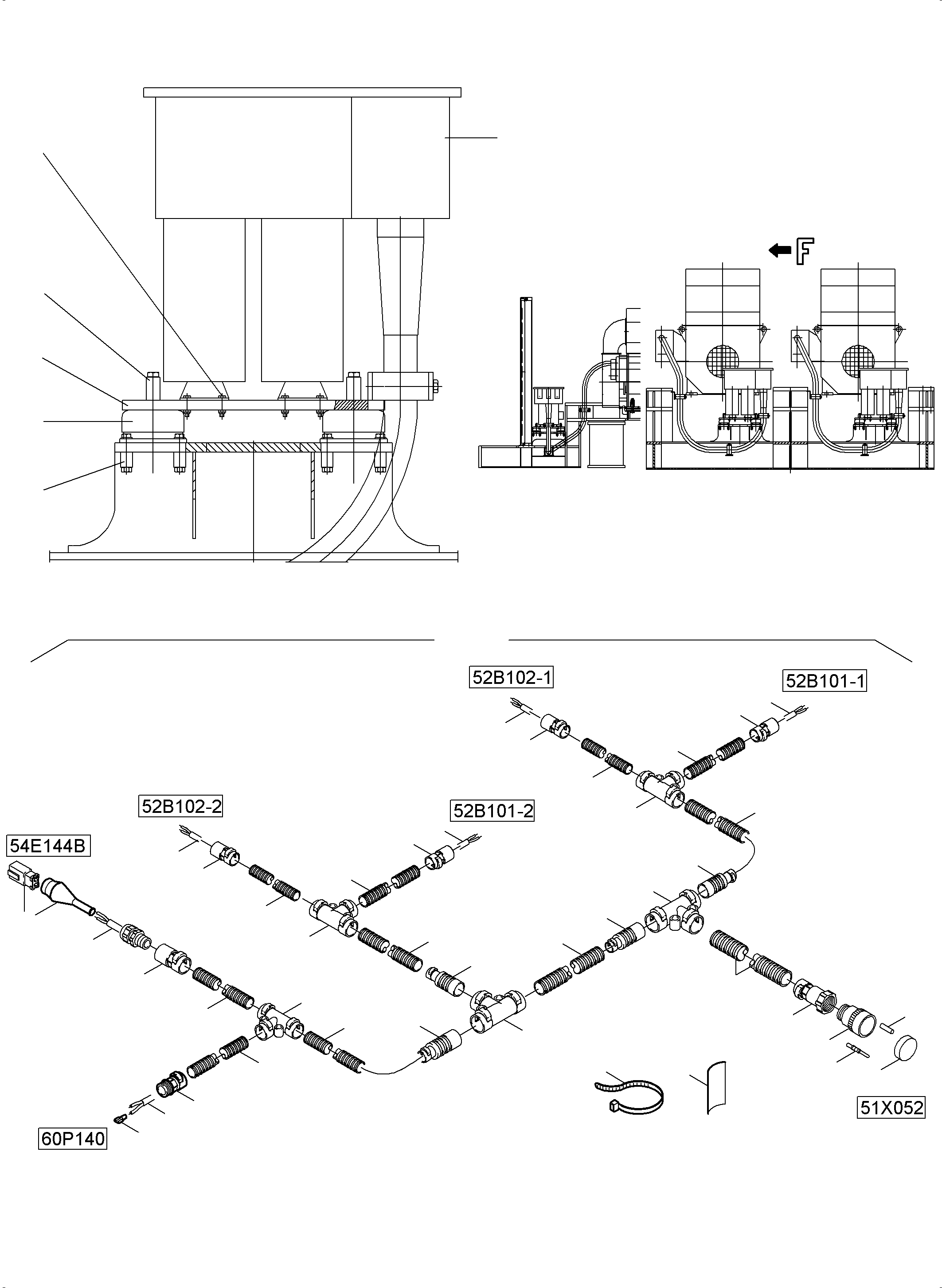 Harness - winding temperature - motor 2 connection front side 958 567 40 KOMATSU