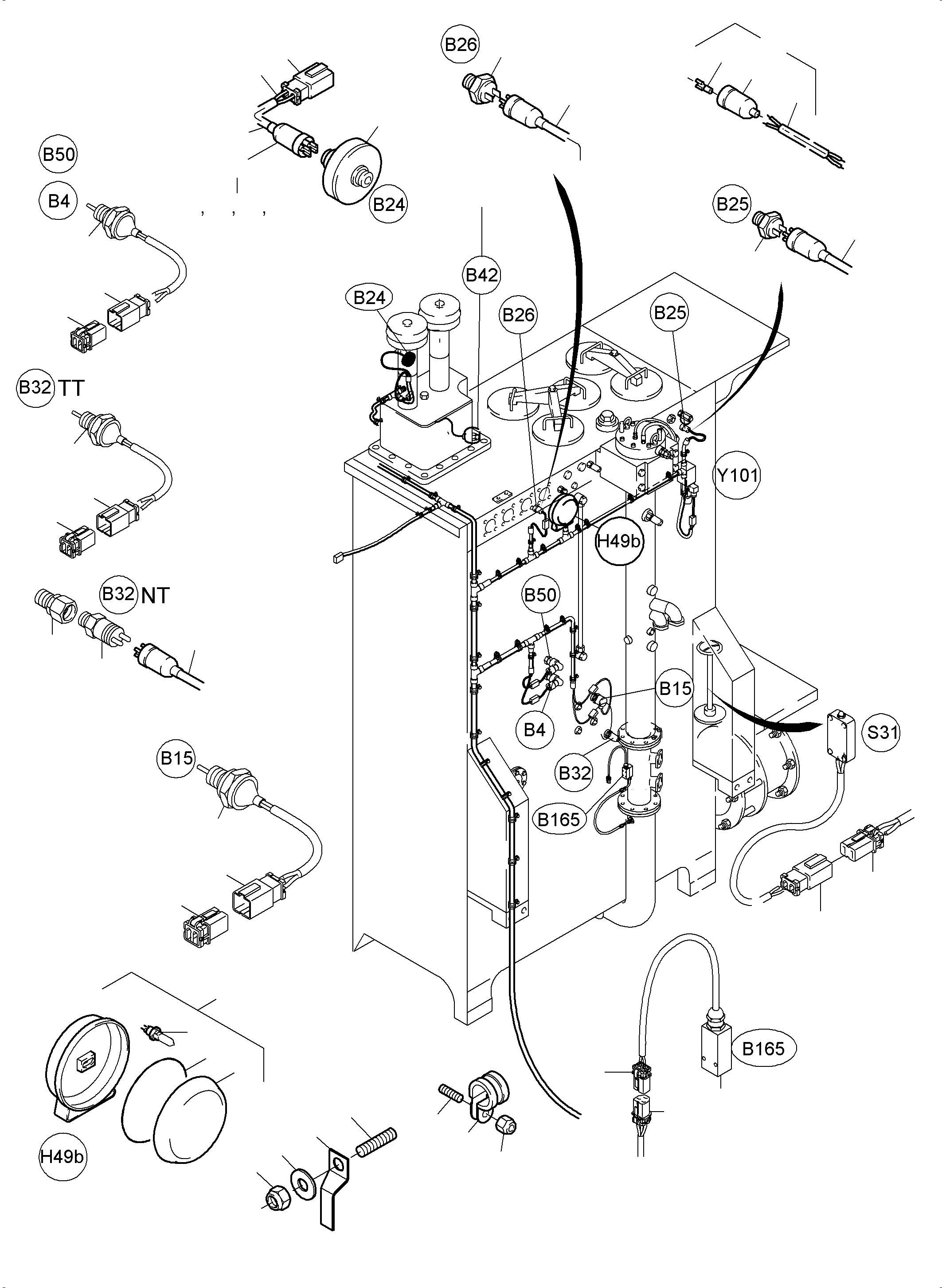 Harness - hydr. Tank, cold weather design 956 084 40 KOMATSU