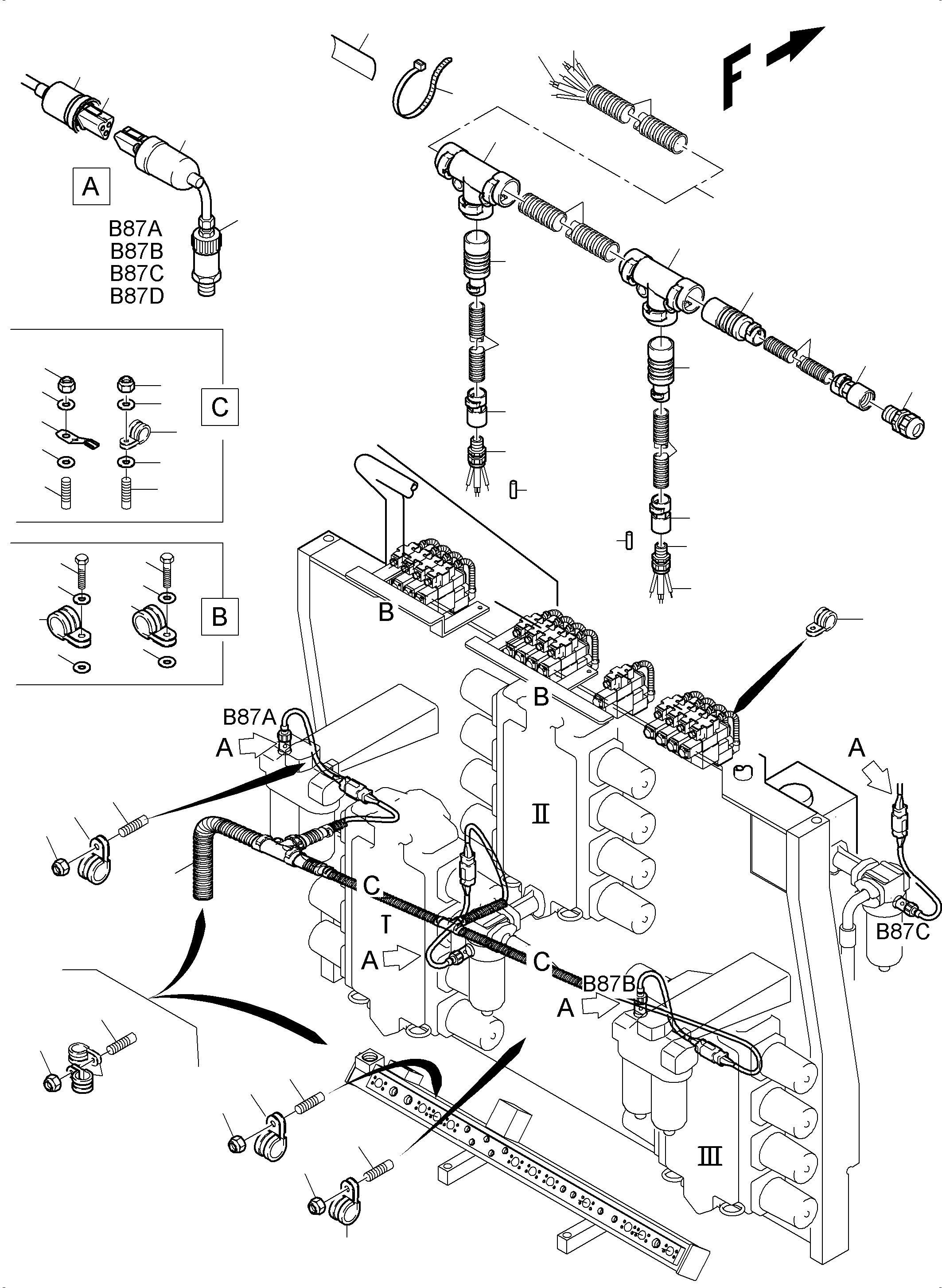 Harness - control plates 956 087 40 KOMATSU