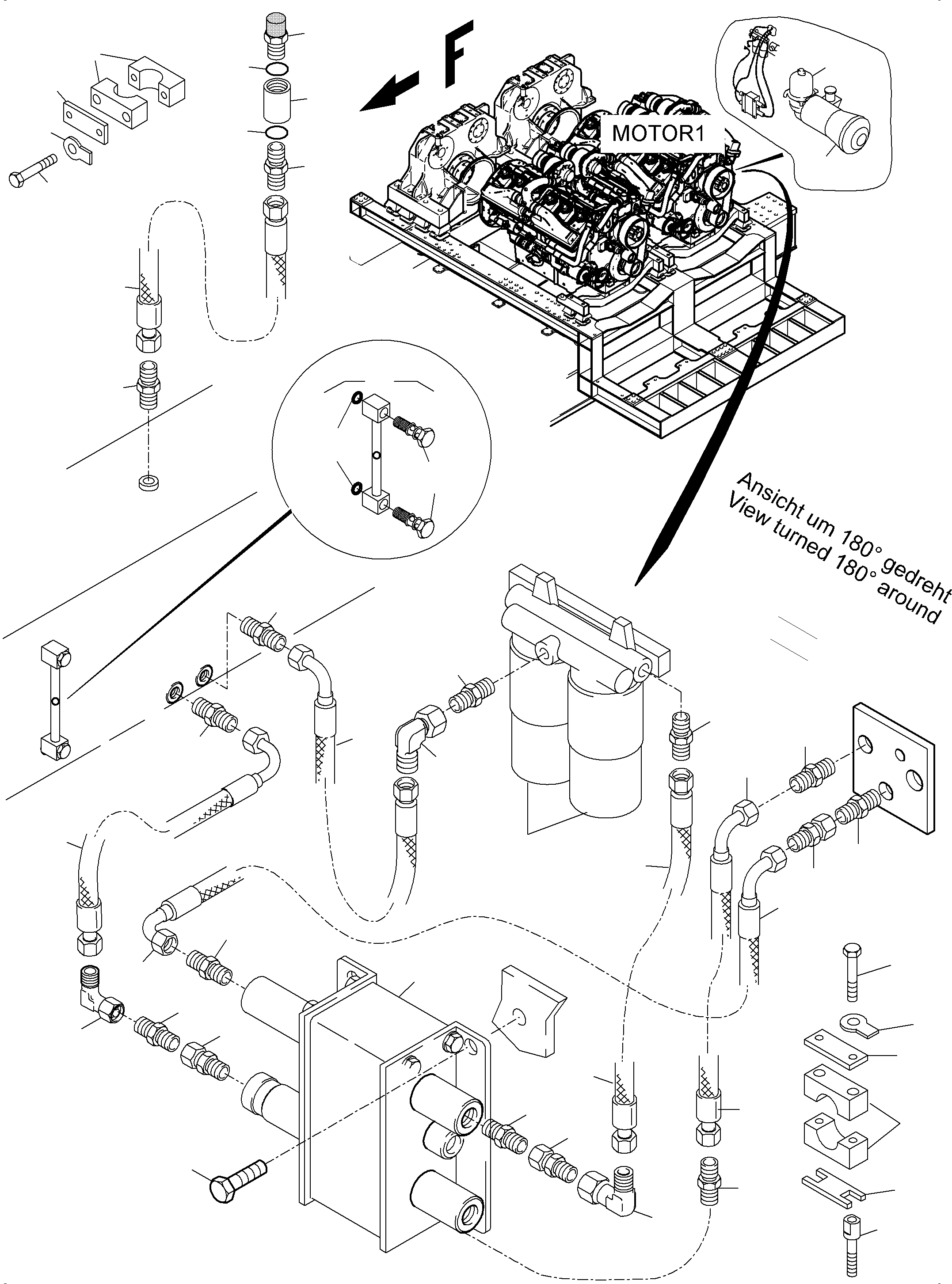 Hose assy., with fire protection coating, DN 20x2350 519 062 98 KOMATSU