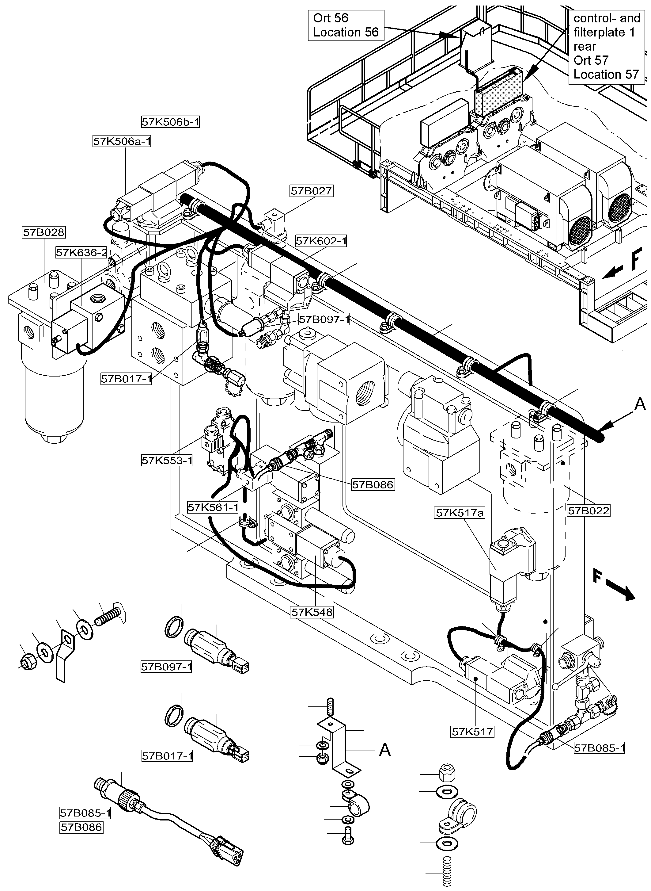 Harness control- and filterplate 1 960 697 40 KOMATSU