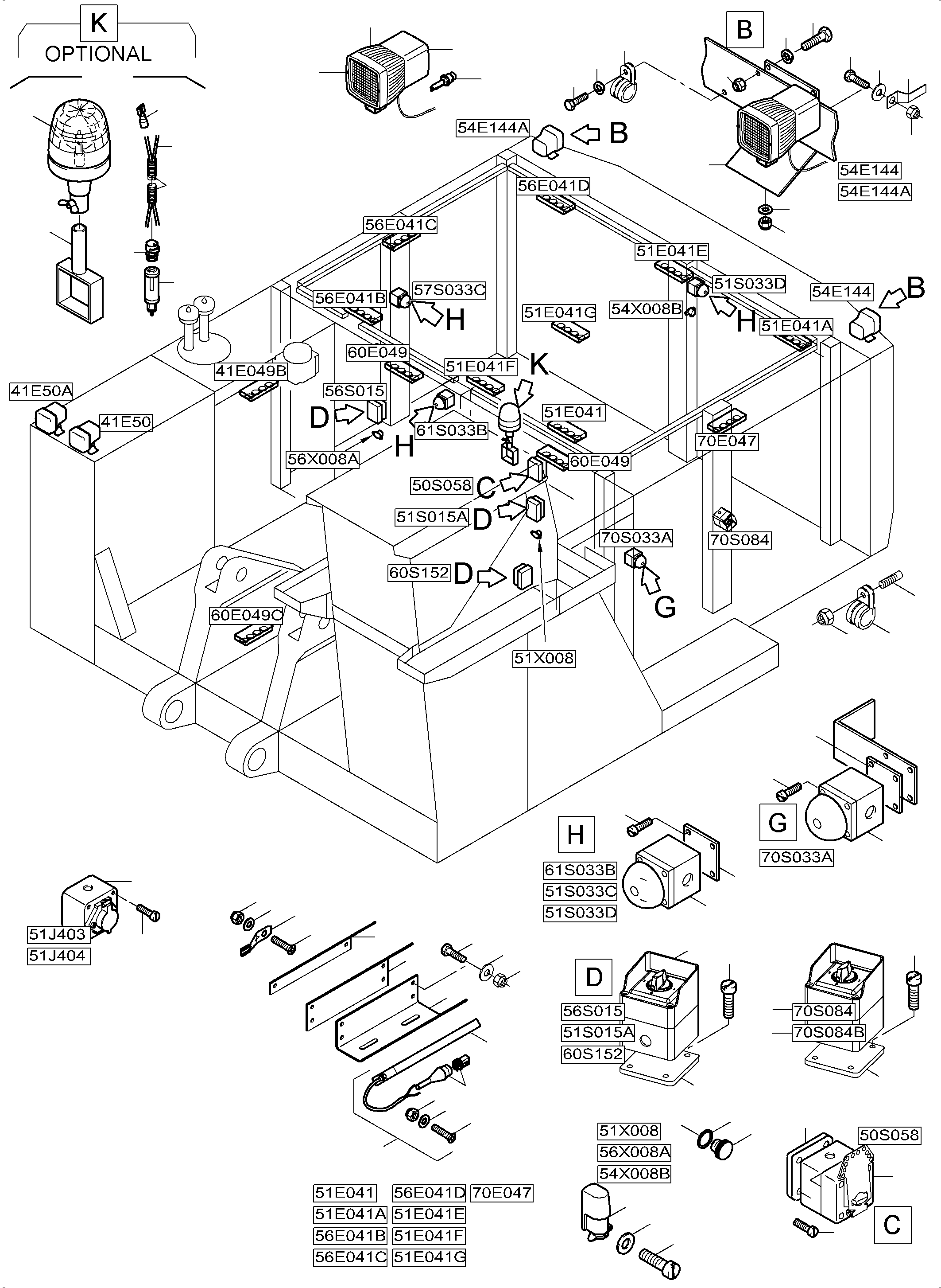 Harness sockets 51X403-51X404 971 623 40 KOMATSU