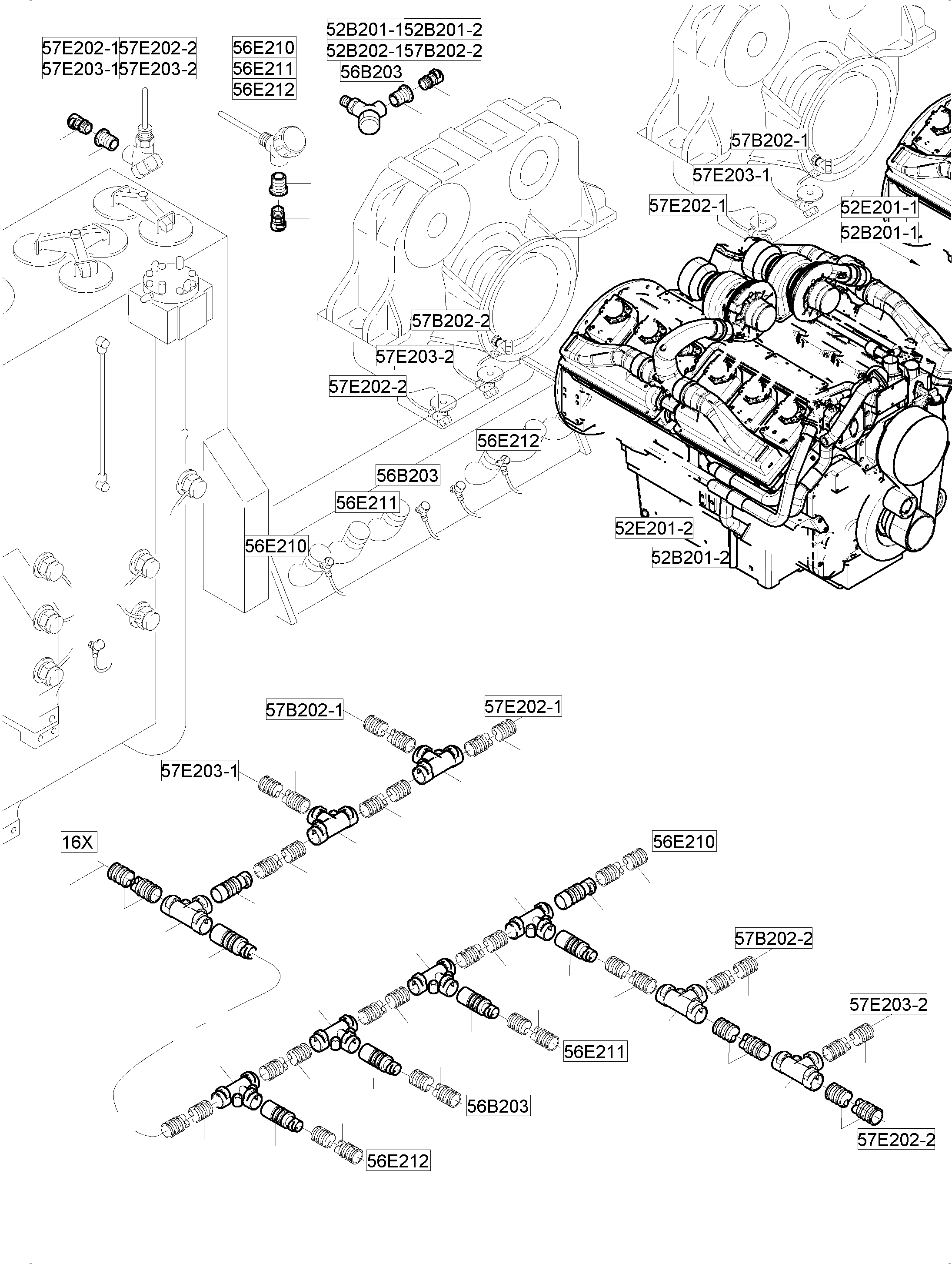 Cross connection 2 pol. 655 691 40 KOMATSU