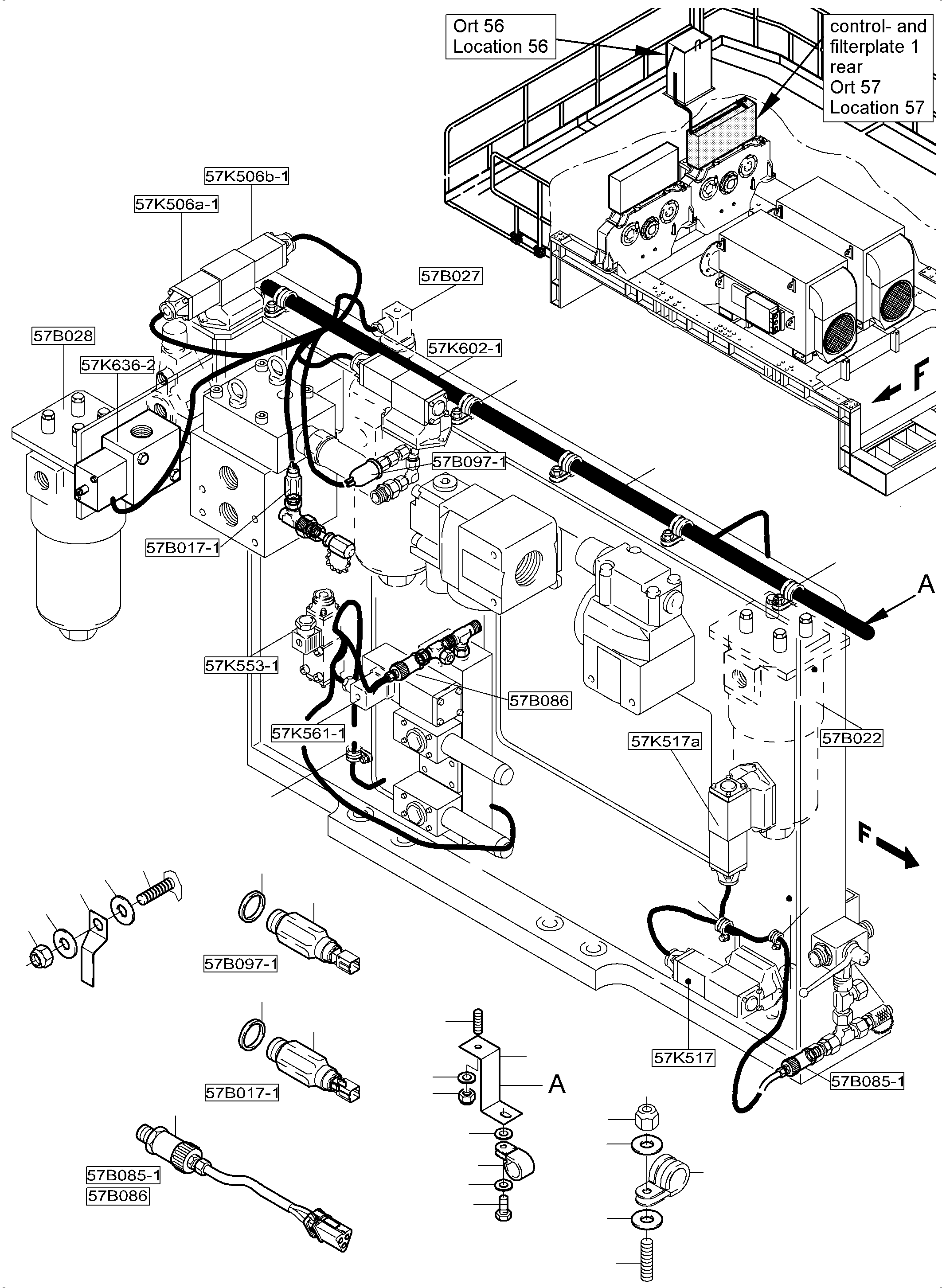 Harness control- and filterplate 1 977 098 40 KOMATSU
