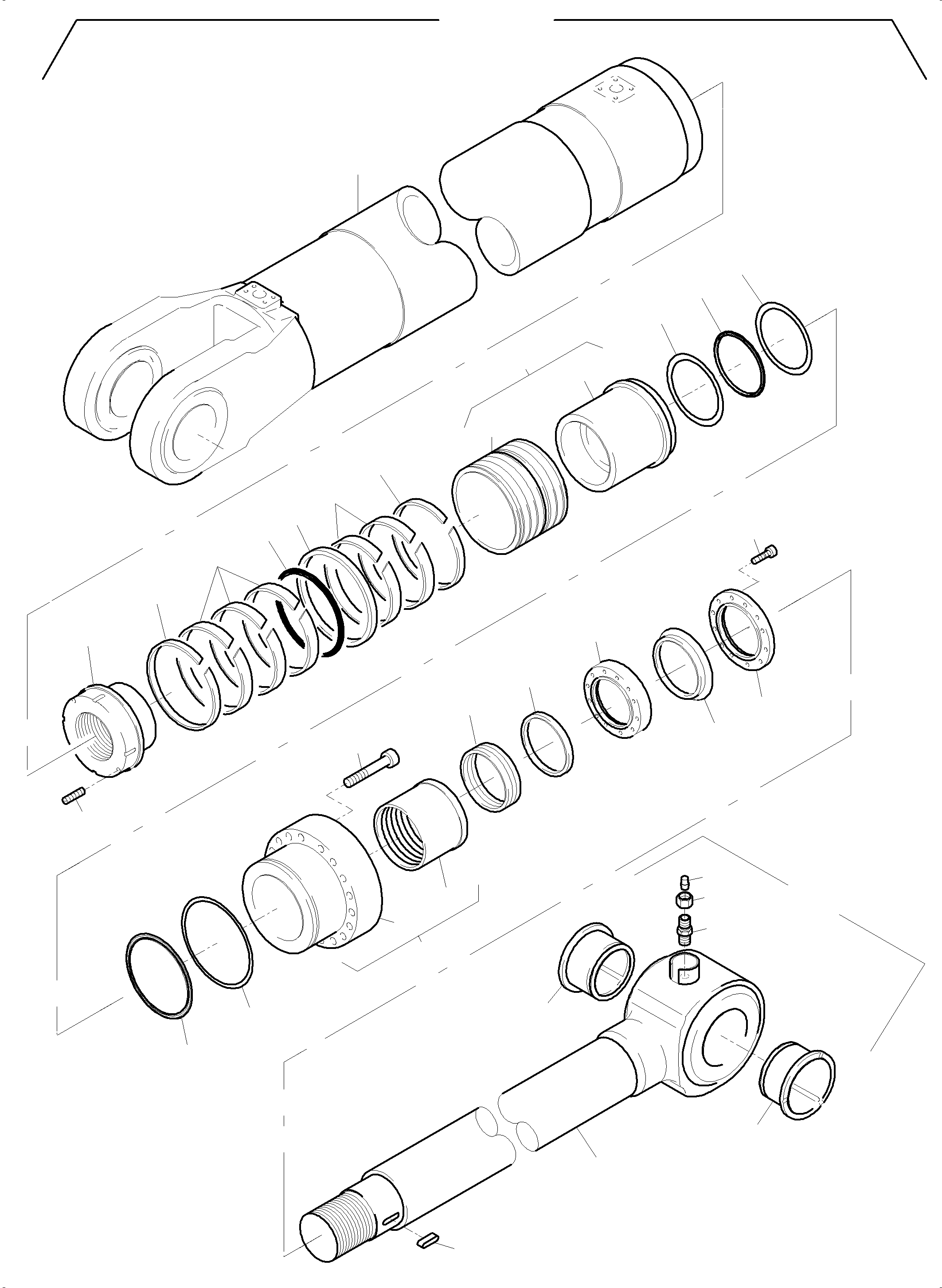 Sealing kit for piston rod, with non slited seals, pos: 23-25 790 016 73 KOMATSU