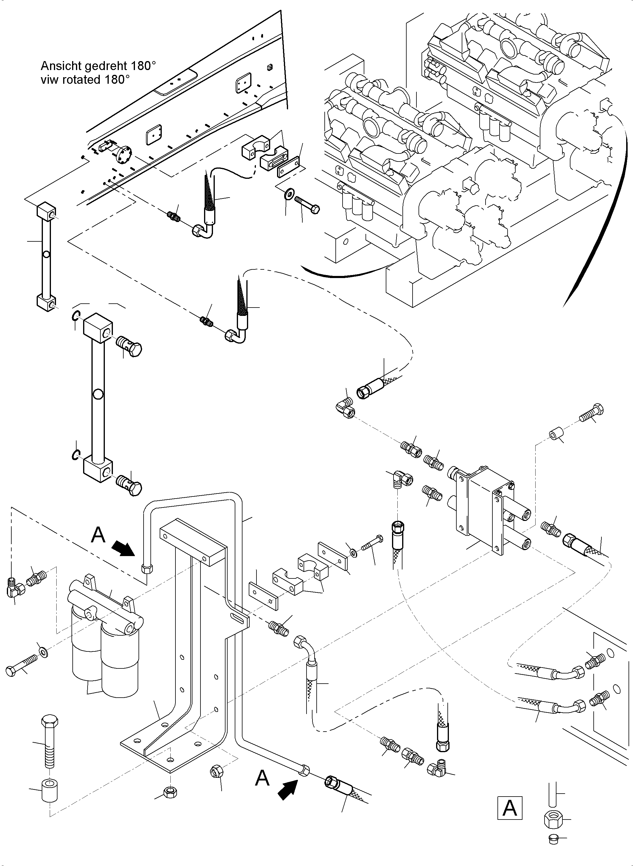 Fluid level indicator with swimming ball inclusive fig.no. 64 a. 65 480 mm lg. 950 930 40 KOMATSU