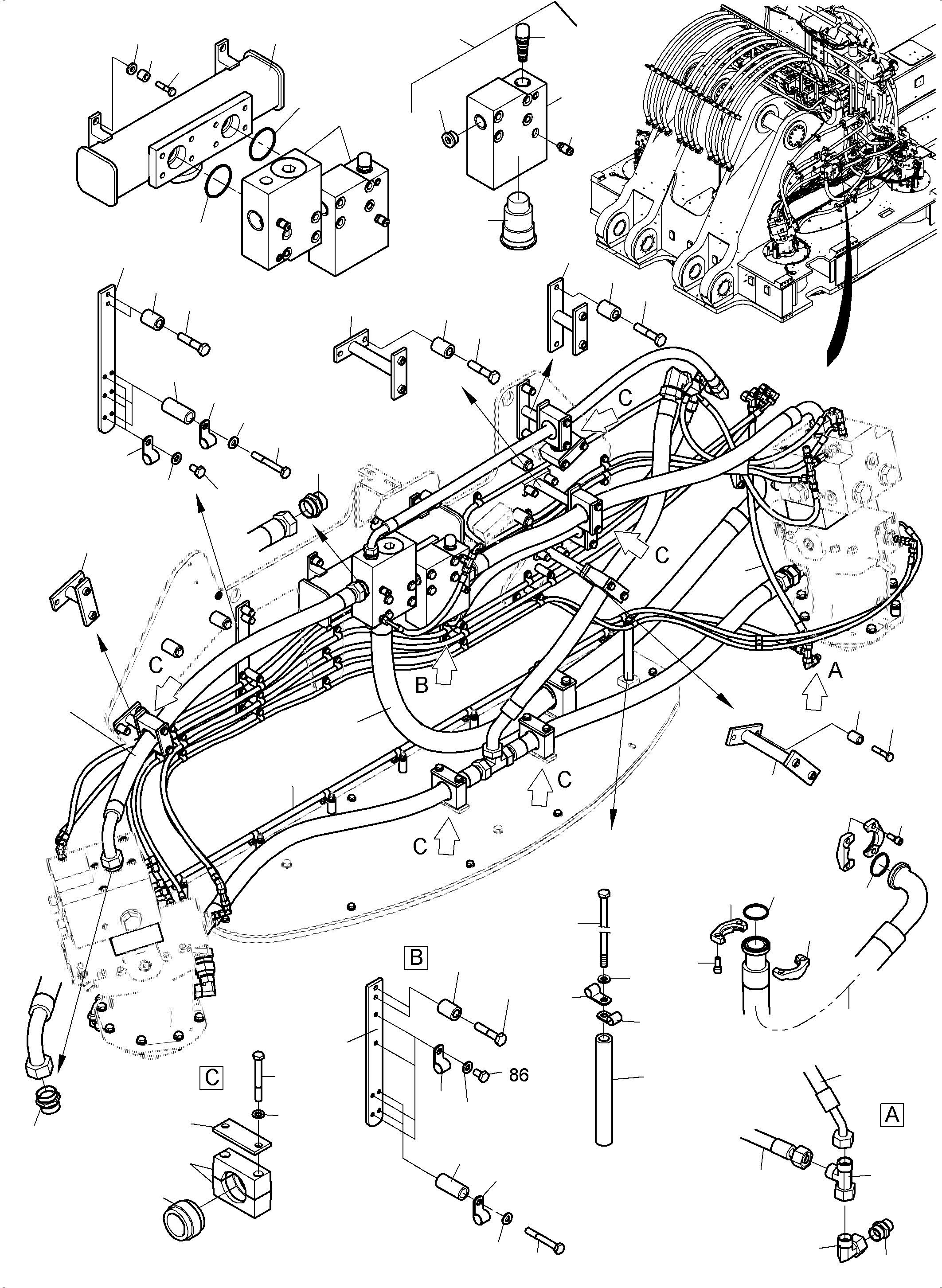 Hose assy. DN 6x3800 513 643 98 KOMATSU