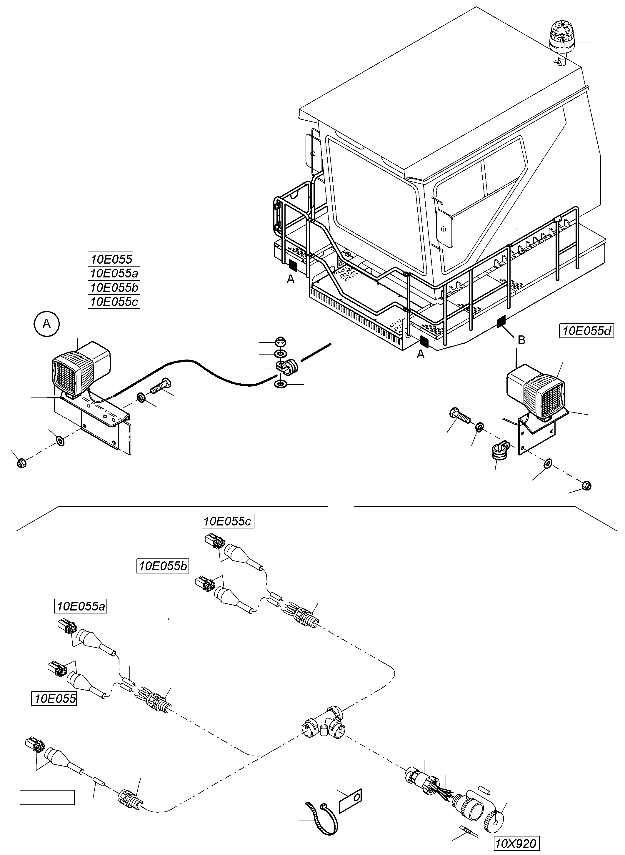 Harness - lighting equipment-cap support 962 544 40 KOMATSU