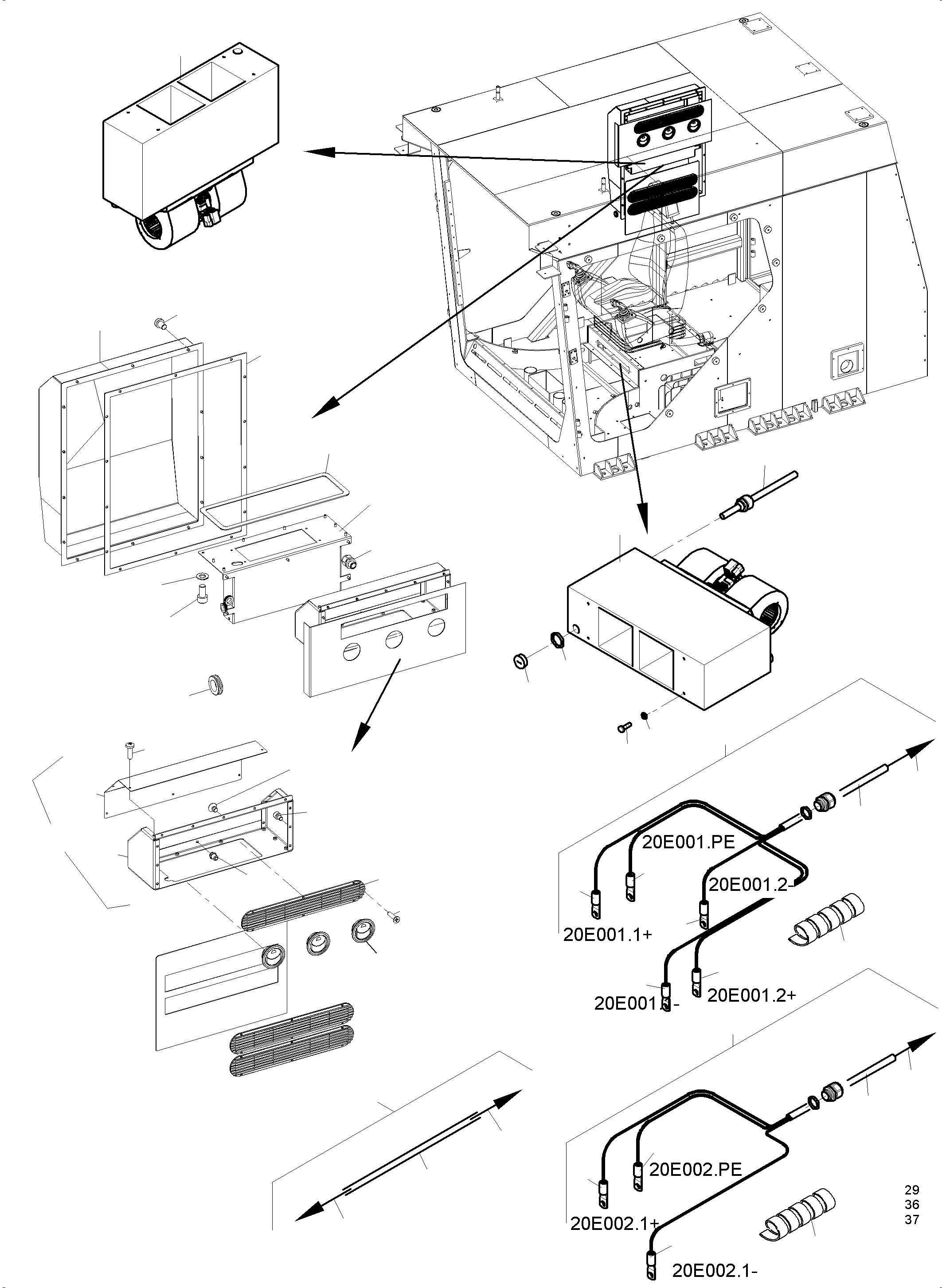 Harness cab.heater 20E002 CSA 988 010 40 KOMATSU
