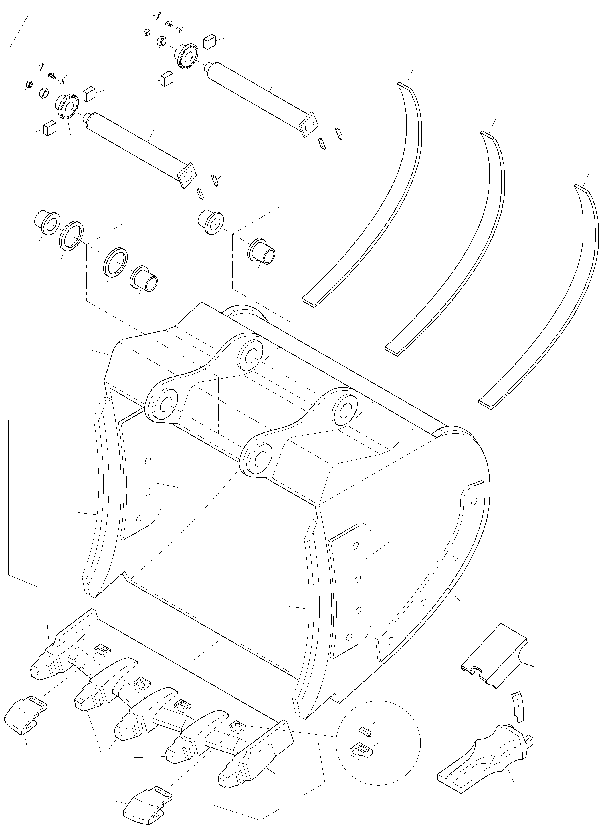 Lip with tooth adapters 960 418 40 KOMATSU