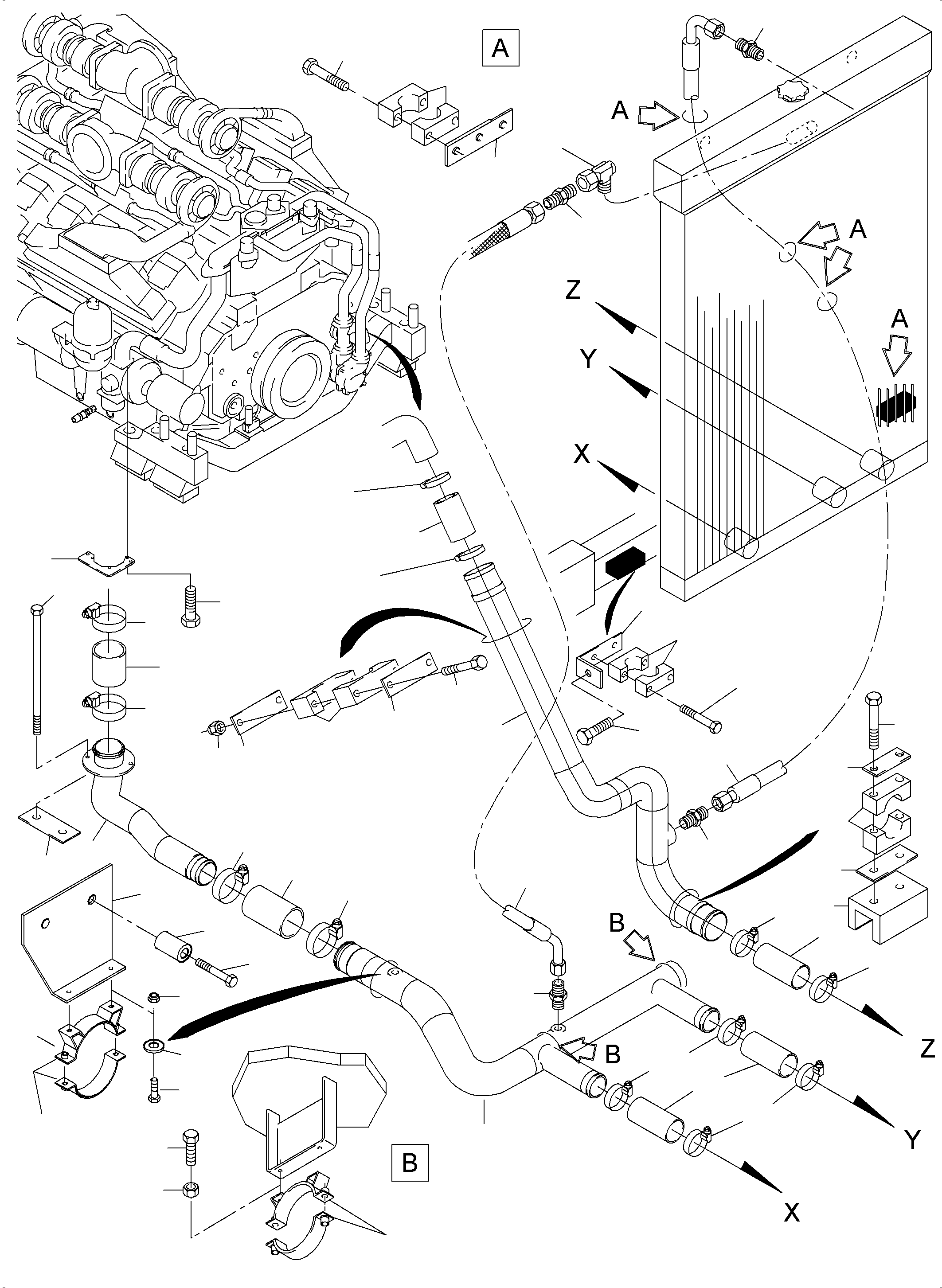 Cooling water hose 951 721 40 KOMATSU