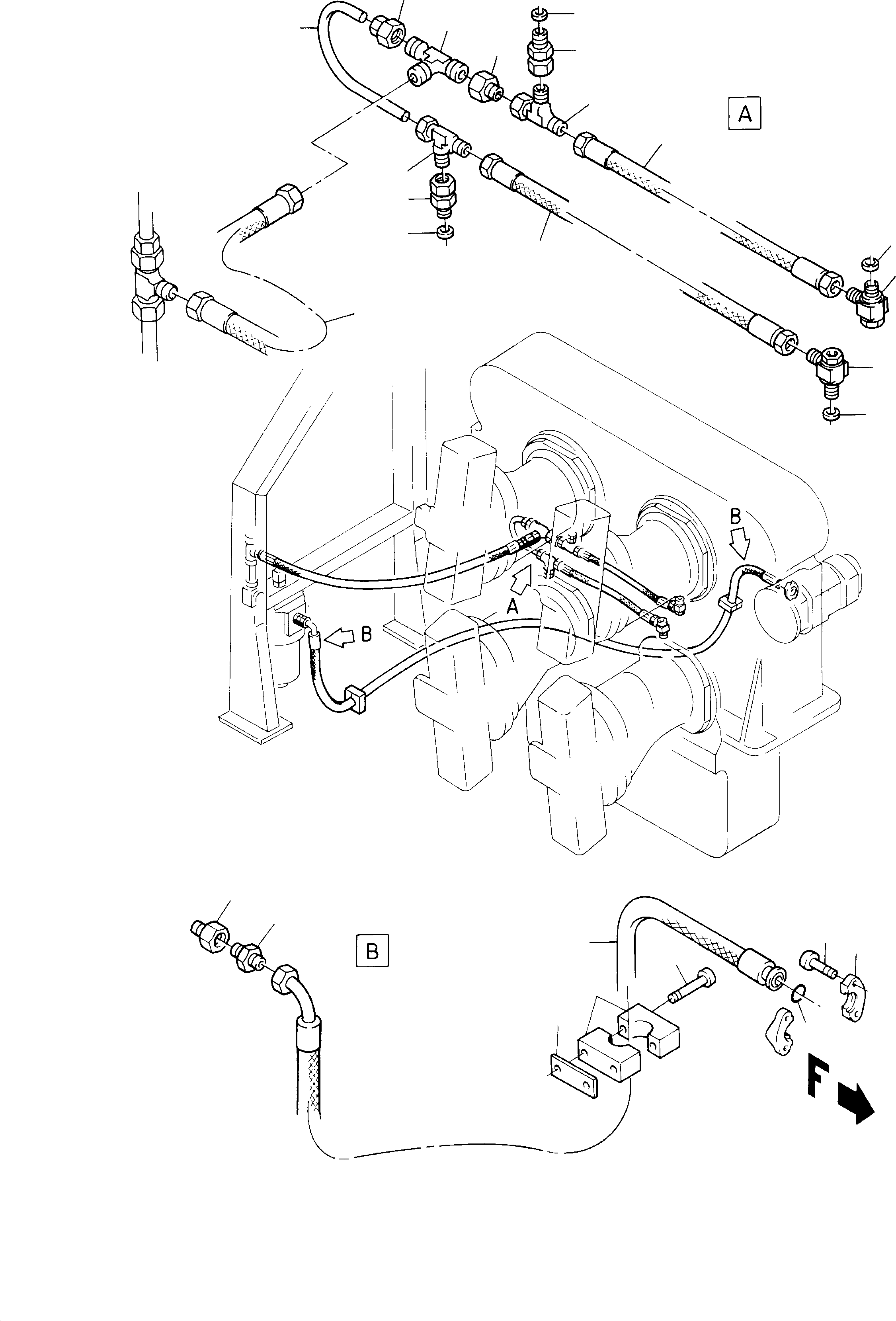 Hose assy. DN 25x3130 lg. 510 909 98 KOMATSU