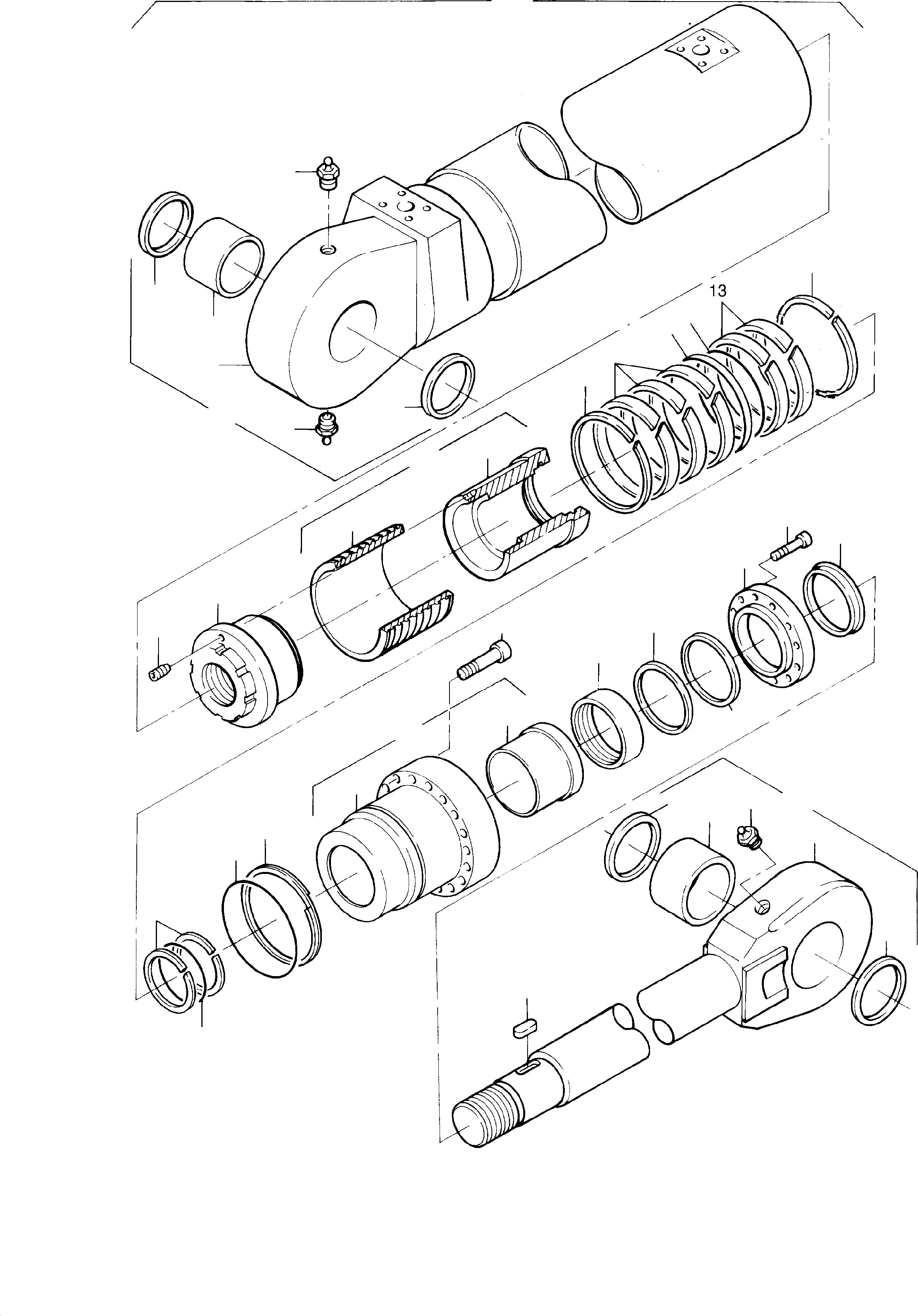 Hydraulic cylinder assy. consist. of fig-no: 02-31 627 040 40 KOMATSU