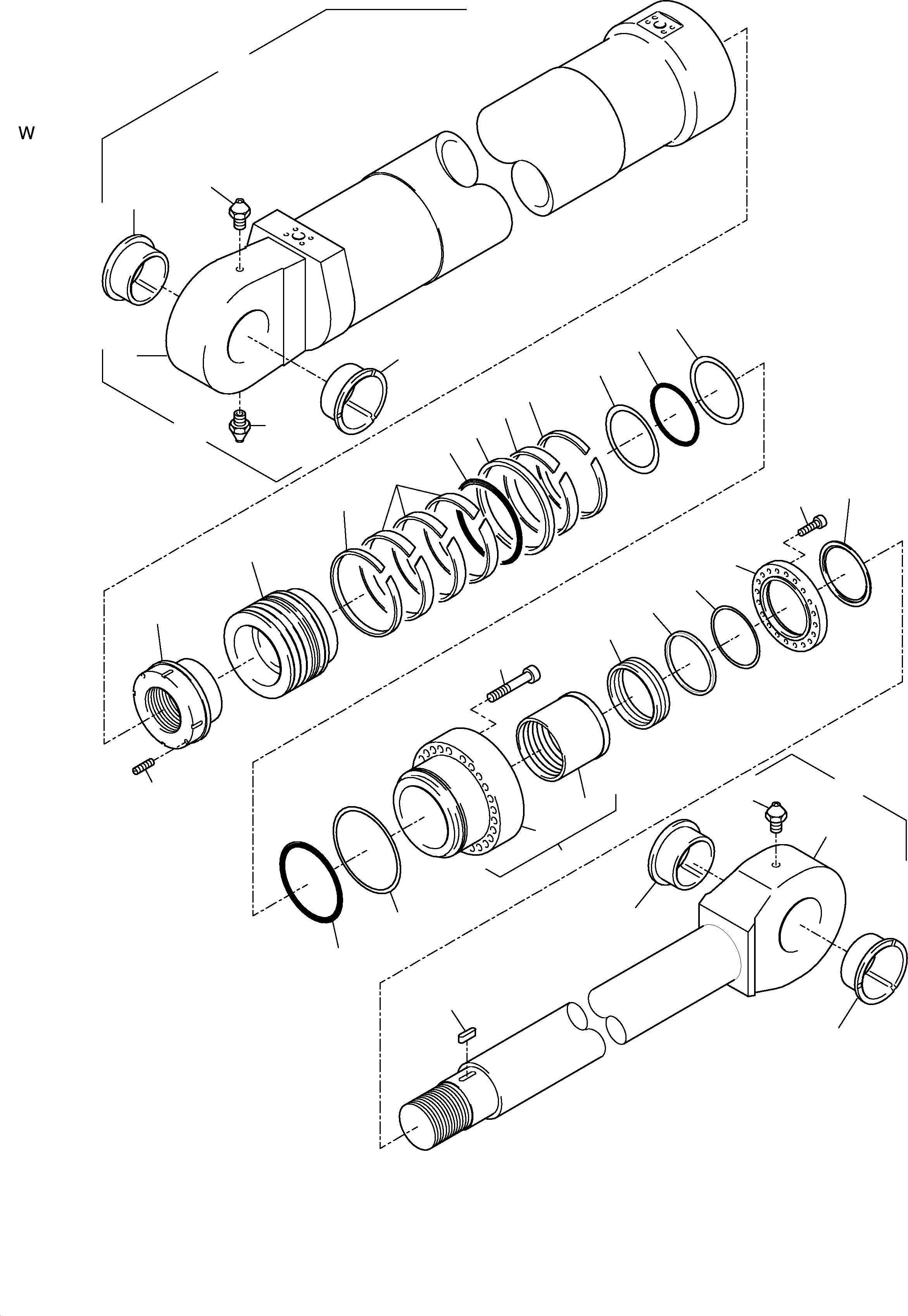 Hydraulic cylinder assy. fig-nos. 02-28 651 040 40 KOMATSU