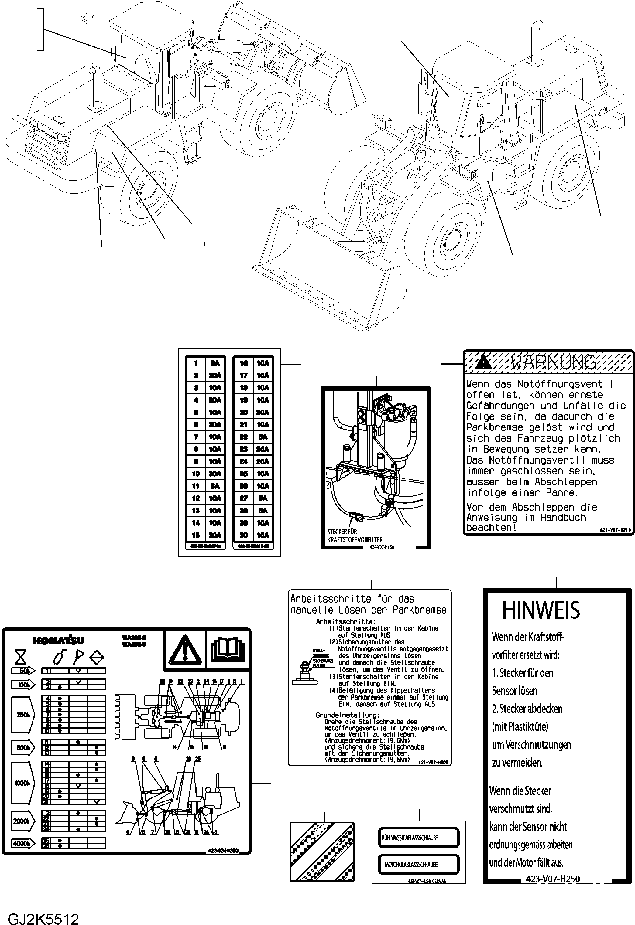DECAL, DRAIN 423-V07-H280 KOMATSU
