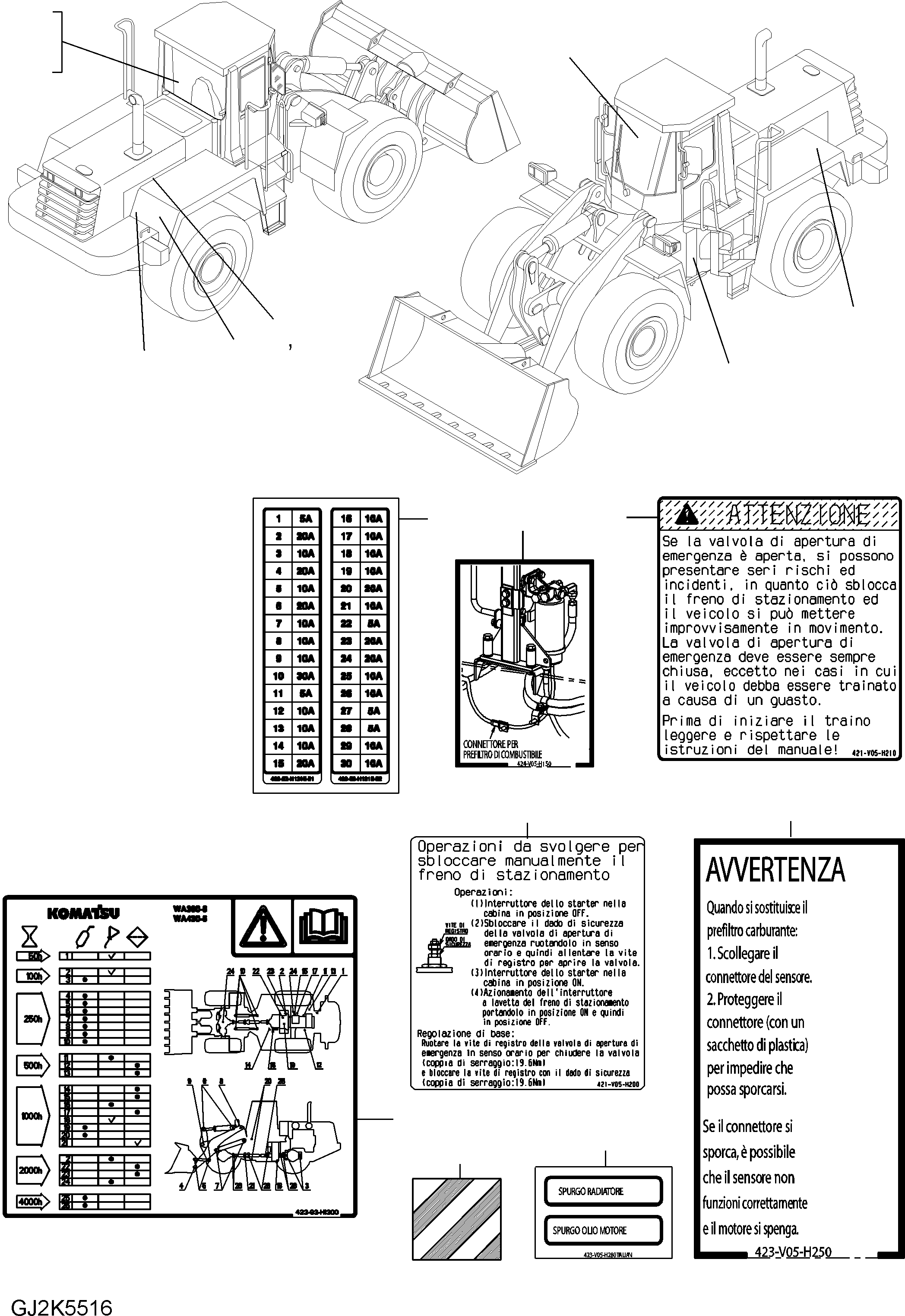 DECAL, PARKING BRAKE 421-V05-H210 KOMATSU