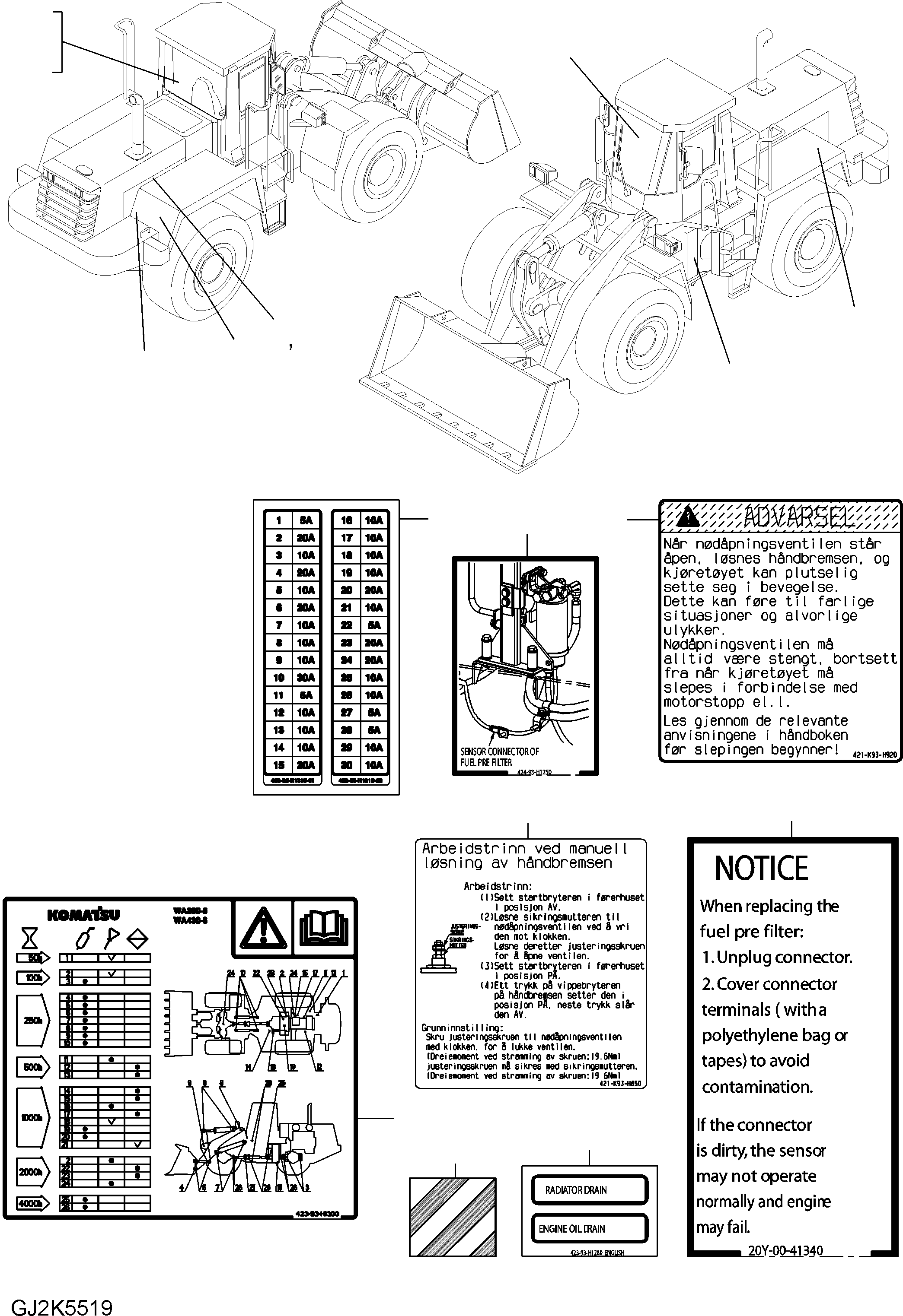 DECAL, PARKING BRAKE 421-K93-H920 KOMATSU
