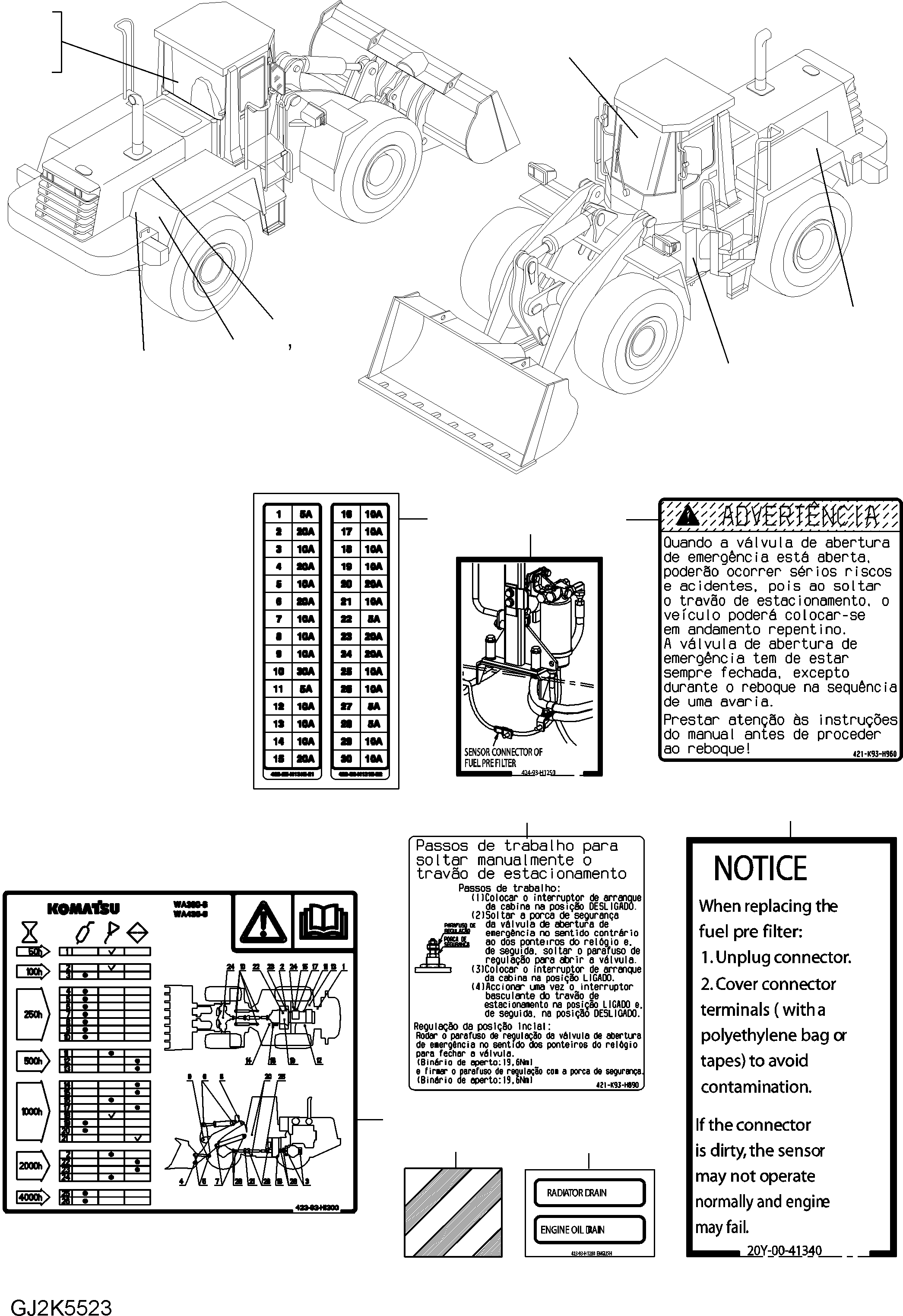DECAL, PARKING BRAKE 421-K93-H960 KOMATSU