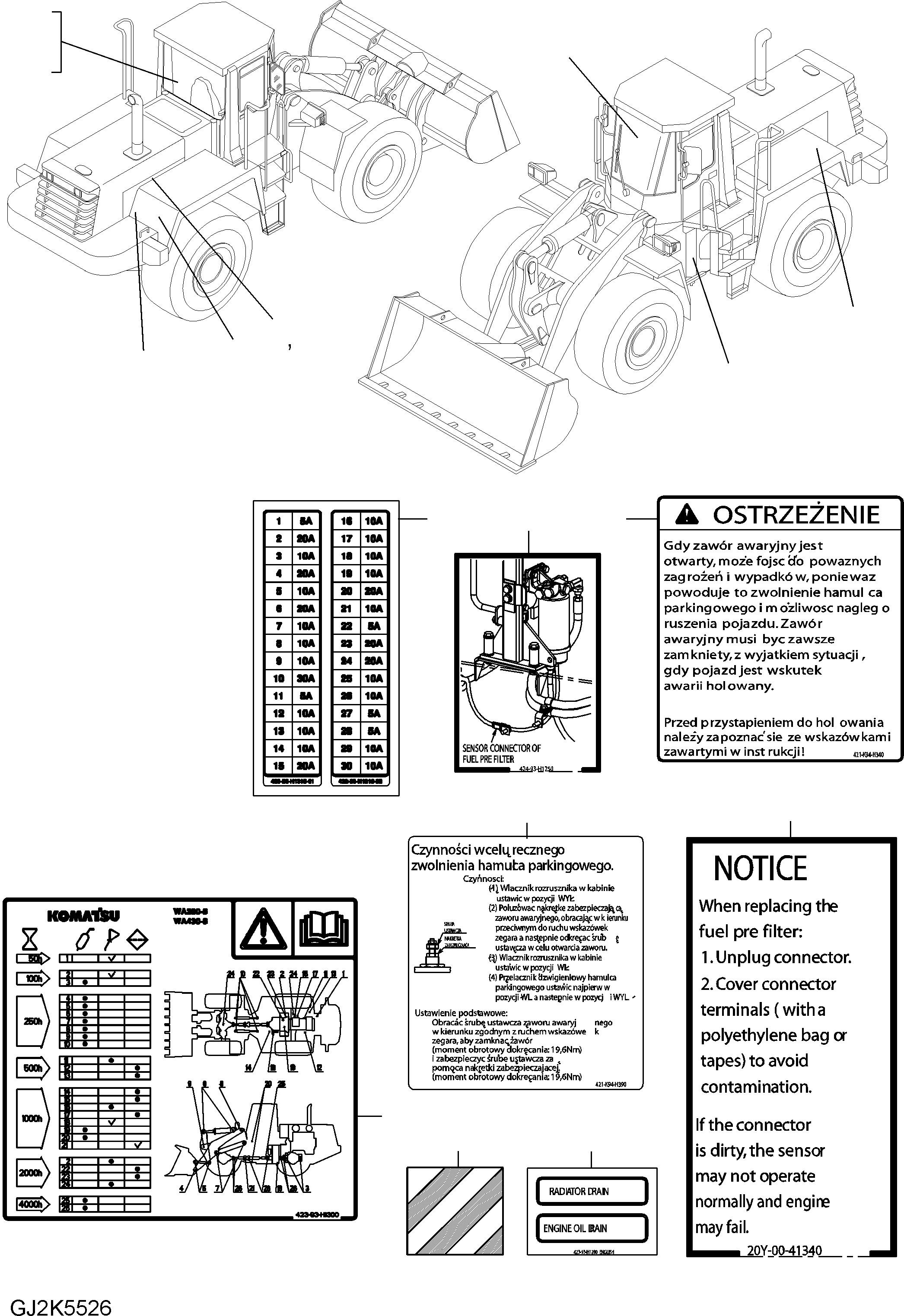 DECAL, PARKING BRAKE 421-K94-H340 KOMATSU