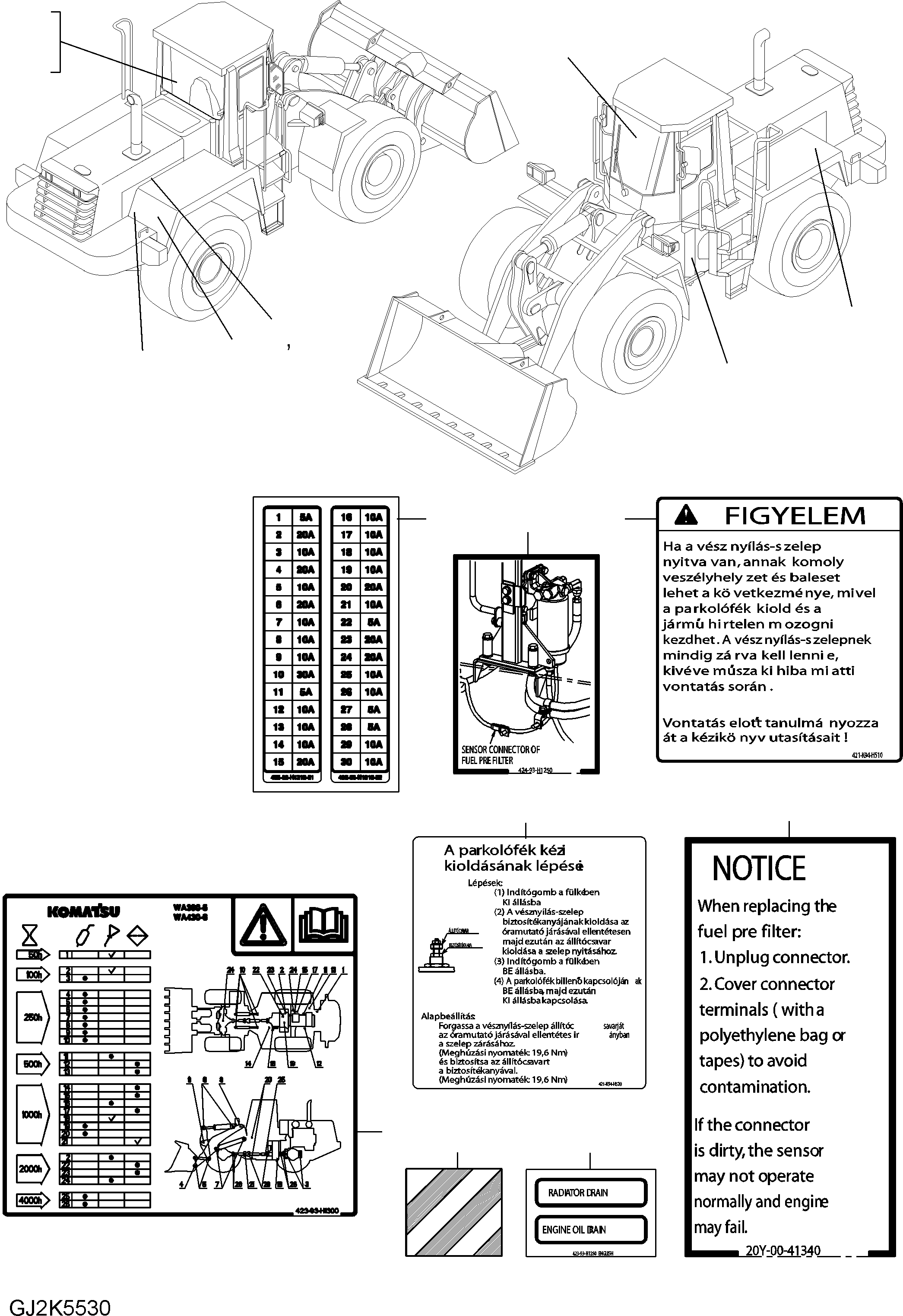 DECAL, RELEASE PARKING BRAKE 421-K94-H520 KOMATSU