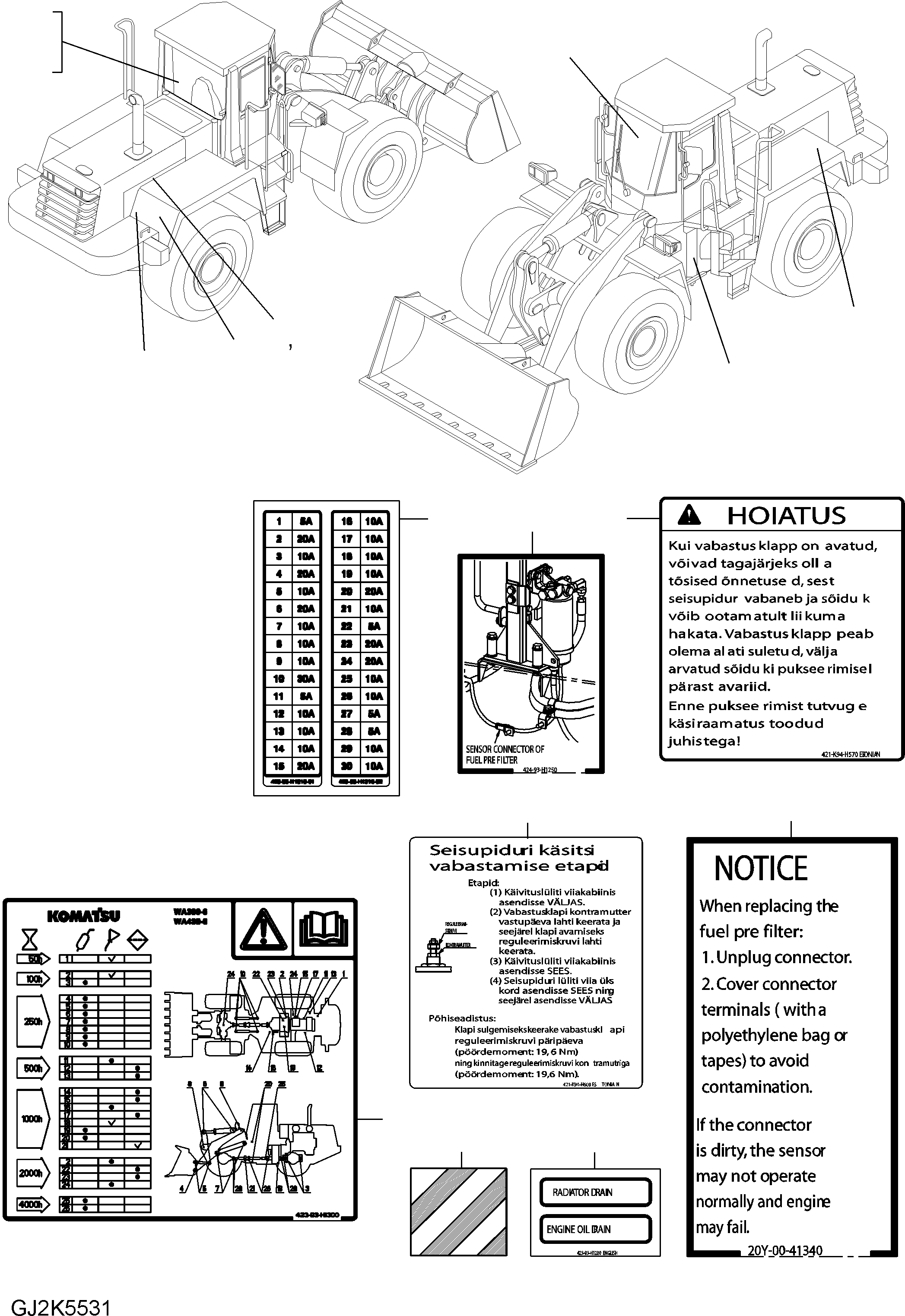 DECAL, RELEASE PARKING BRAKE 421-K94-H600 KOMATSU