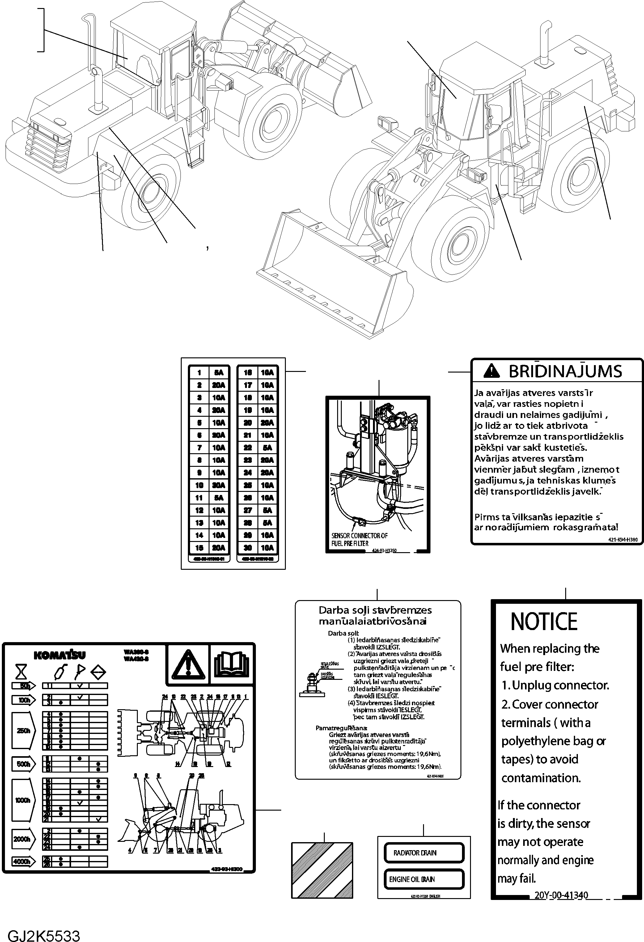 DECAL, FUSE / RELAY 423-K93-H360 KOMATSU