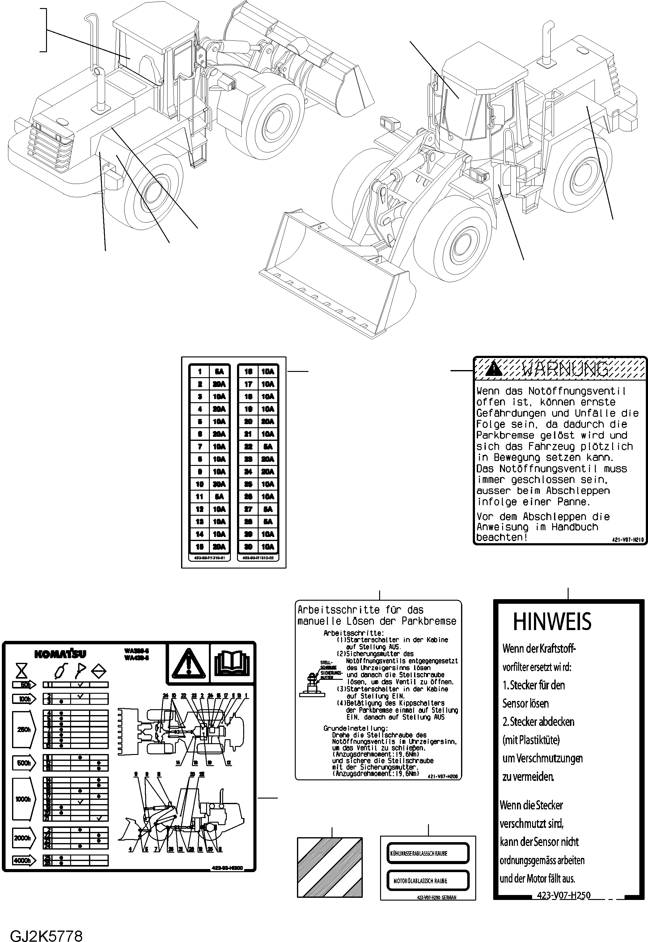 Табличка смазки 423-V07-H271 KOMATSU