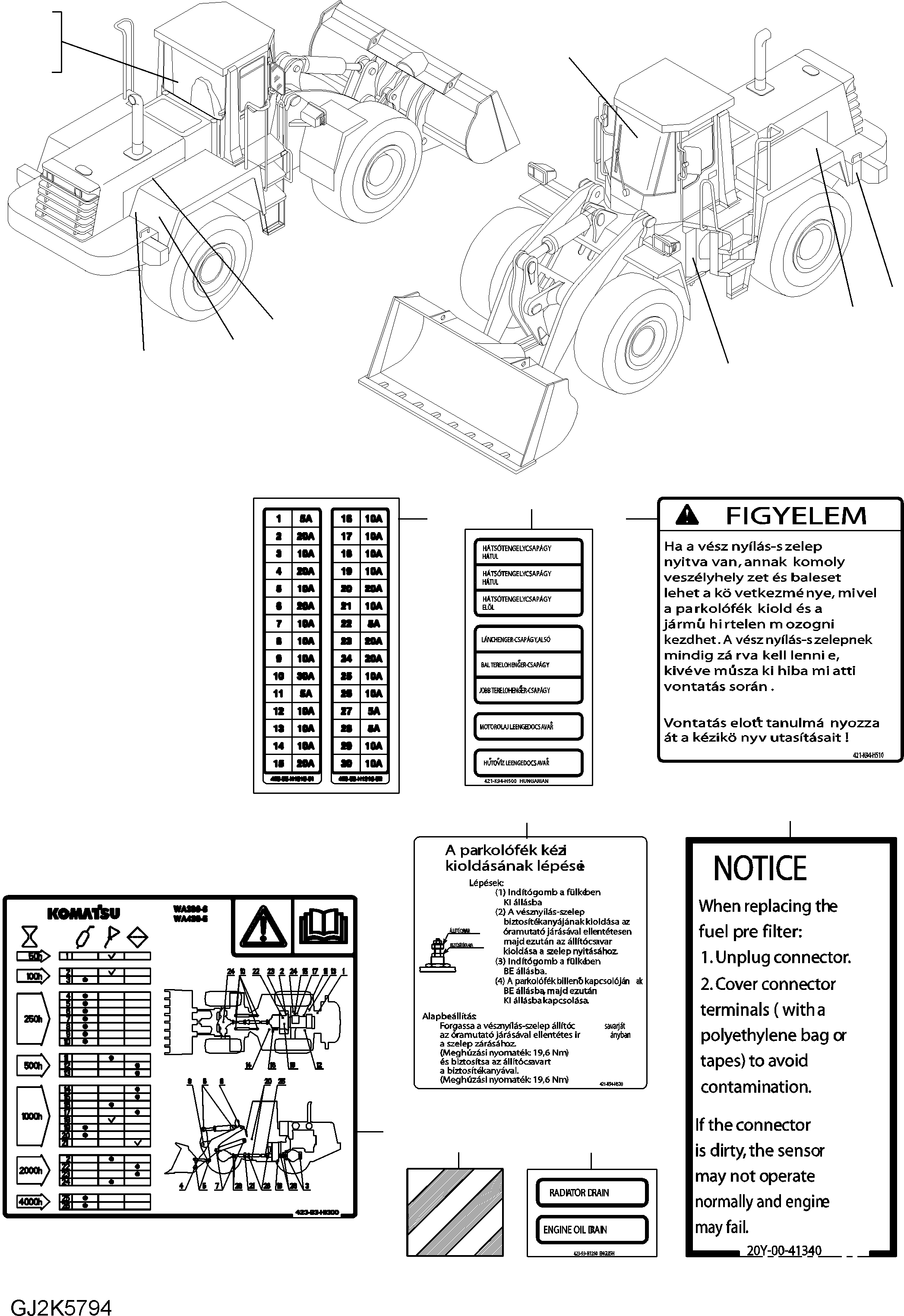DECAL, AXLE PIVOT PIN 421-K94-H500 KOMATSU