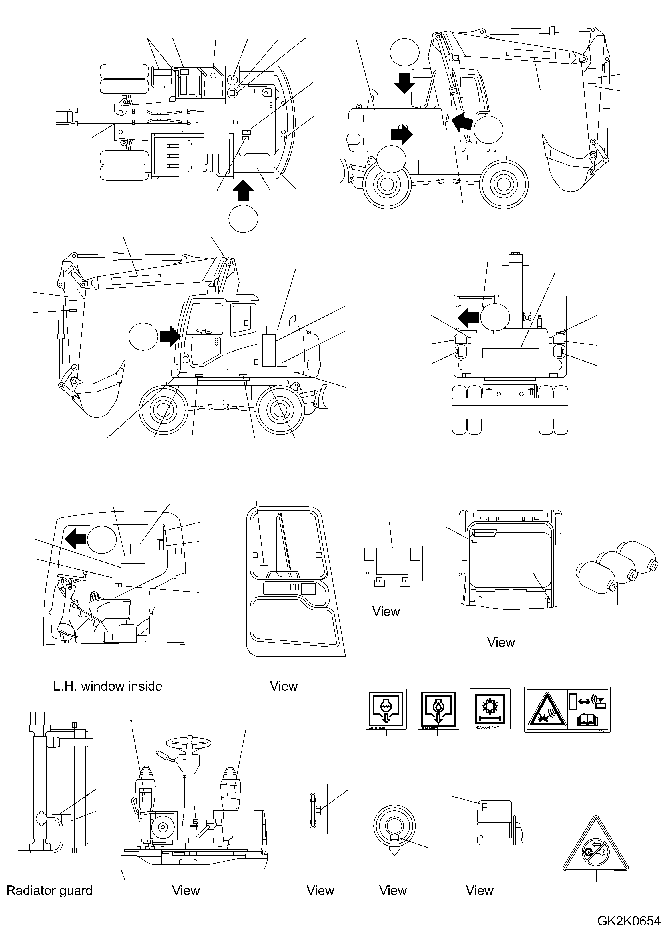 LUBRICATION CHART PW160-7, (WITH AUTO GREASE) 20G-S95-H110 KOMATSU