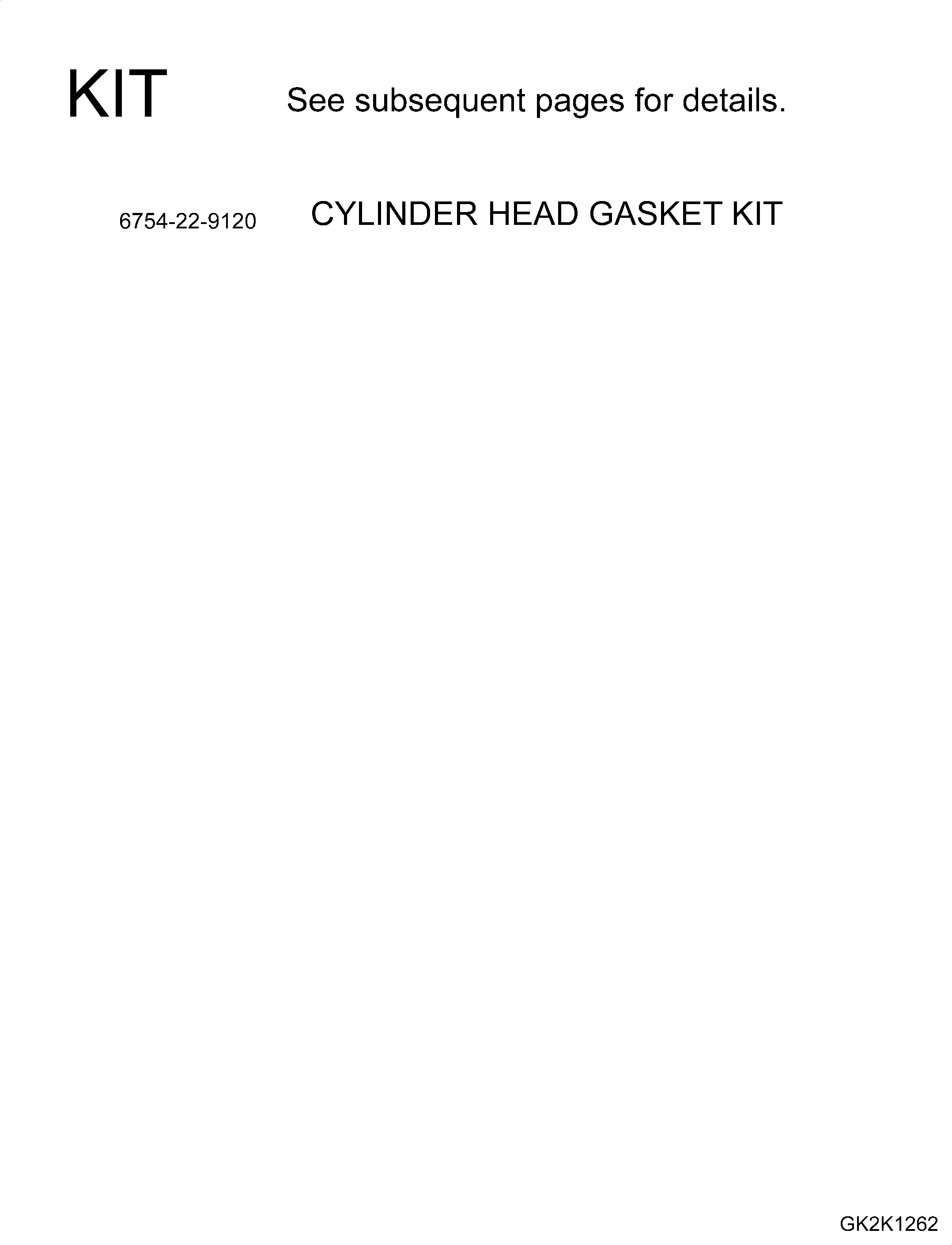 GASKET SET, TIER 3 UPPER ENGINE 6754-22-9120 KOMATSU