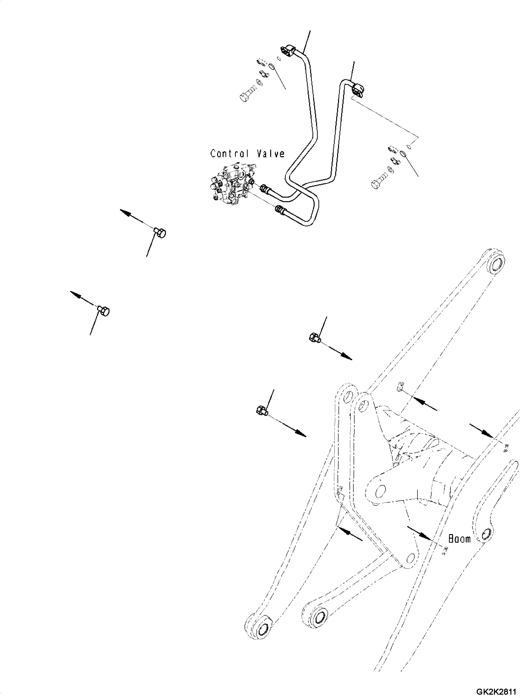 Tube(Hydraulic Piping,Piping,With 3-Spool Control Valve, EPC Valve and Attachment Piping,Emergency Steering, Automatic Control Type) (417-T90-5310) KOMATSU
