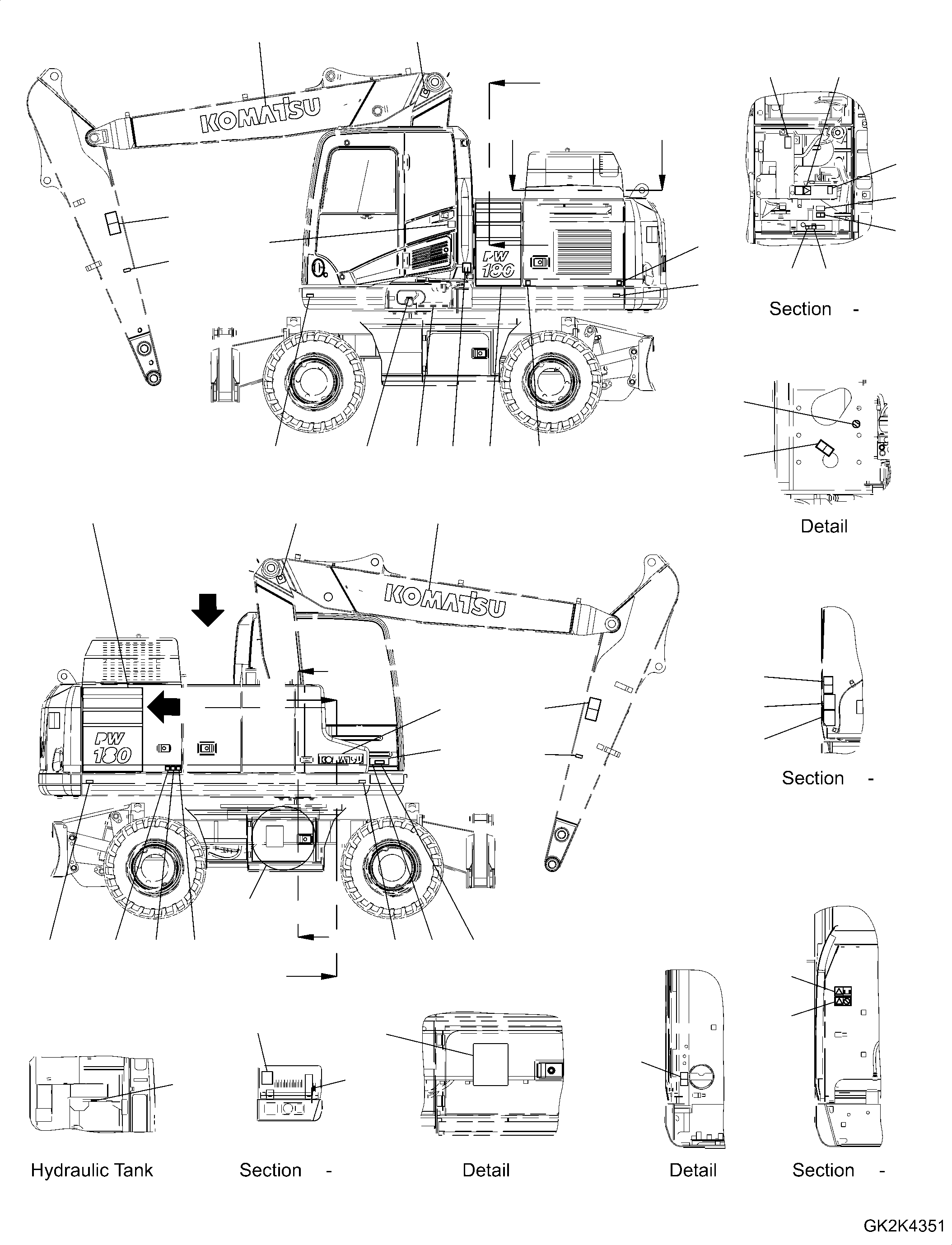 Plate, Decal PW180-11 L.H. 20J-00-11030 KOMATSU